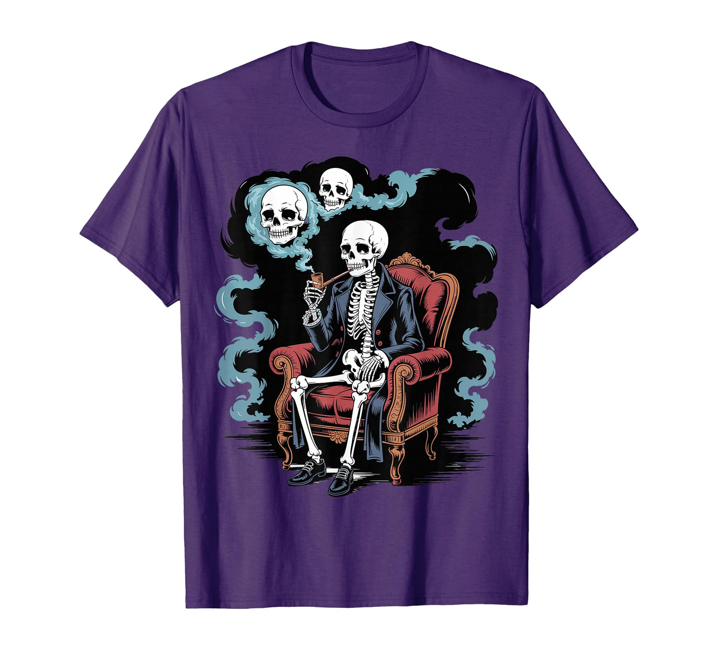Smoking Skeleton Vintage Gothic Halloween Art T-Shirt