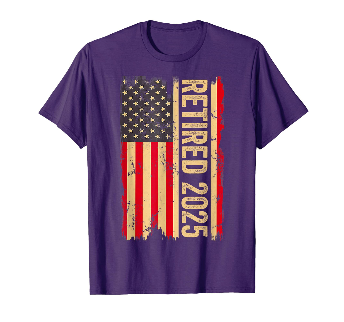 Vintage Retired 2025 Men Women US Retirement American Flag T-Shirt