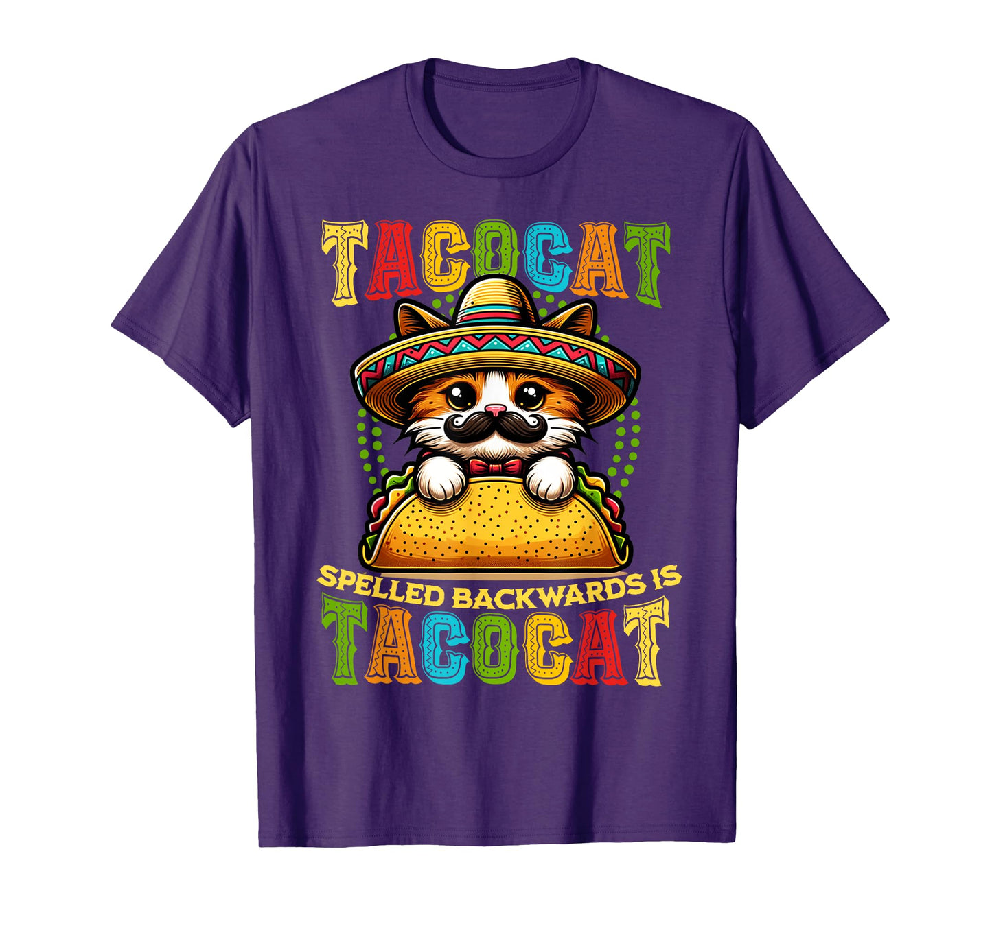 Tacocat Spelled Backwards is Tacocat Funny Mexican Taco Cat T-Shirt