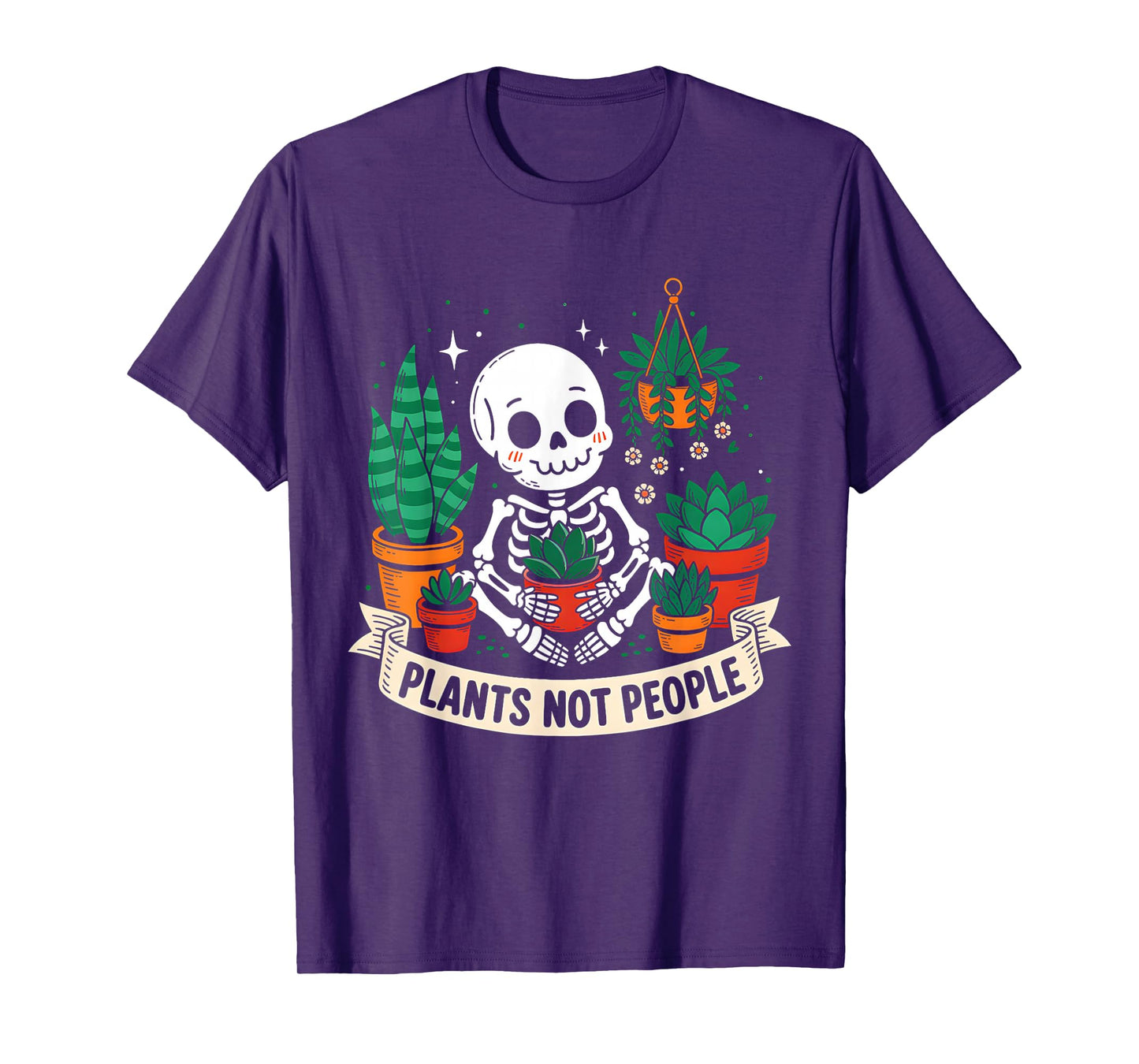 Plant Lover Skeleton Plants Not People Funny Botanical Bone T-Shirt