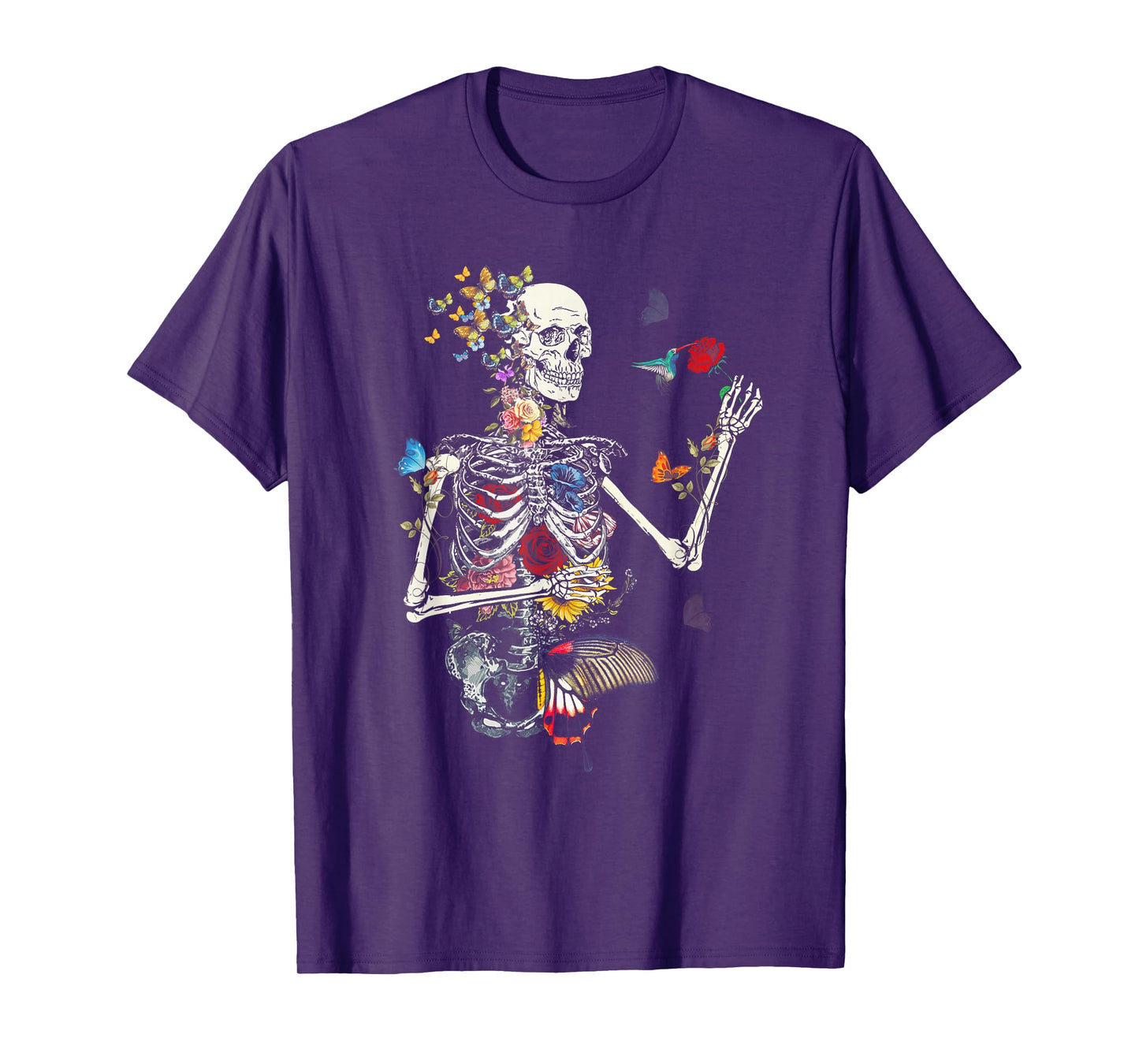 Cool Skeleton Plant Nature Flower Halloween T-Shirt