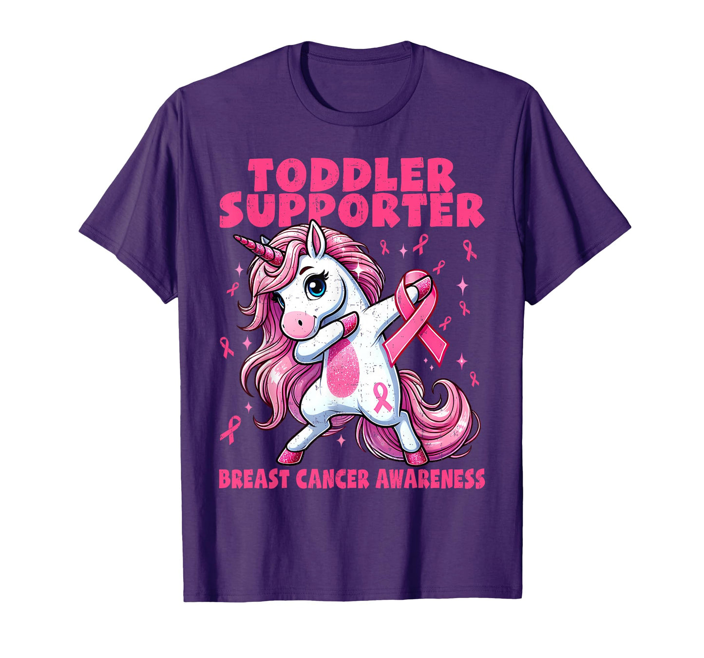 Kid Toddler Supporter Unicorn Breast Cancer Awareness Girls T-Shirt