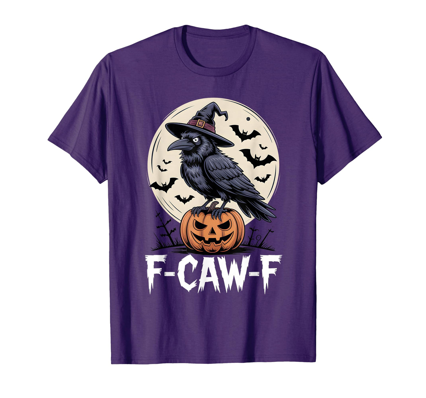 F-CAW-F Crow Pumpkin Moon Halloween Outfit for Adults T-Shirt