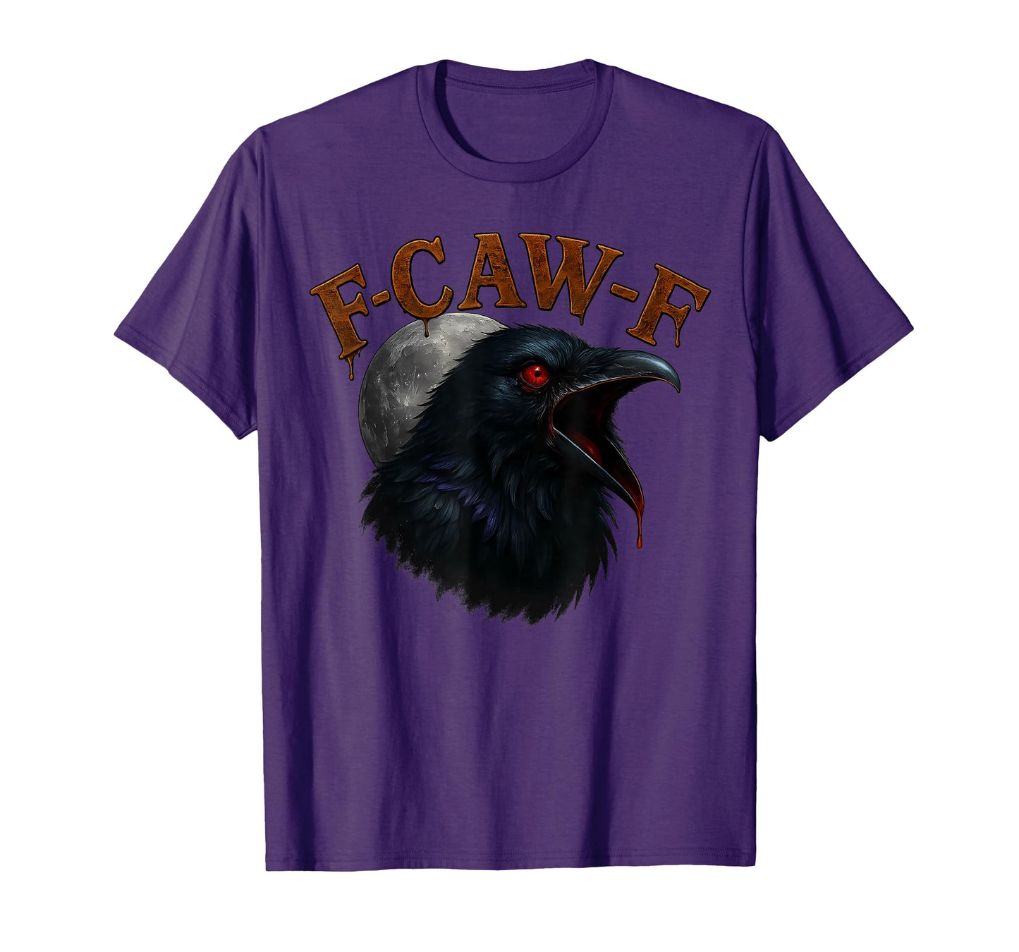 Retro Funny F CAW F Crow and Bird Moon T-Shirt