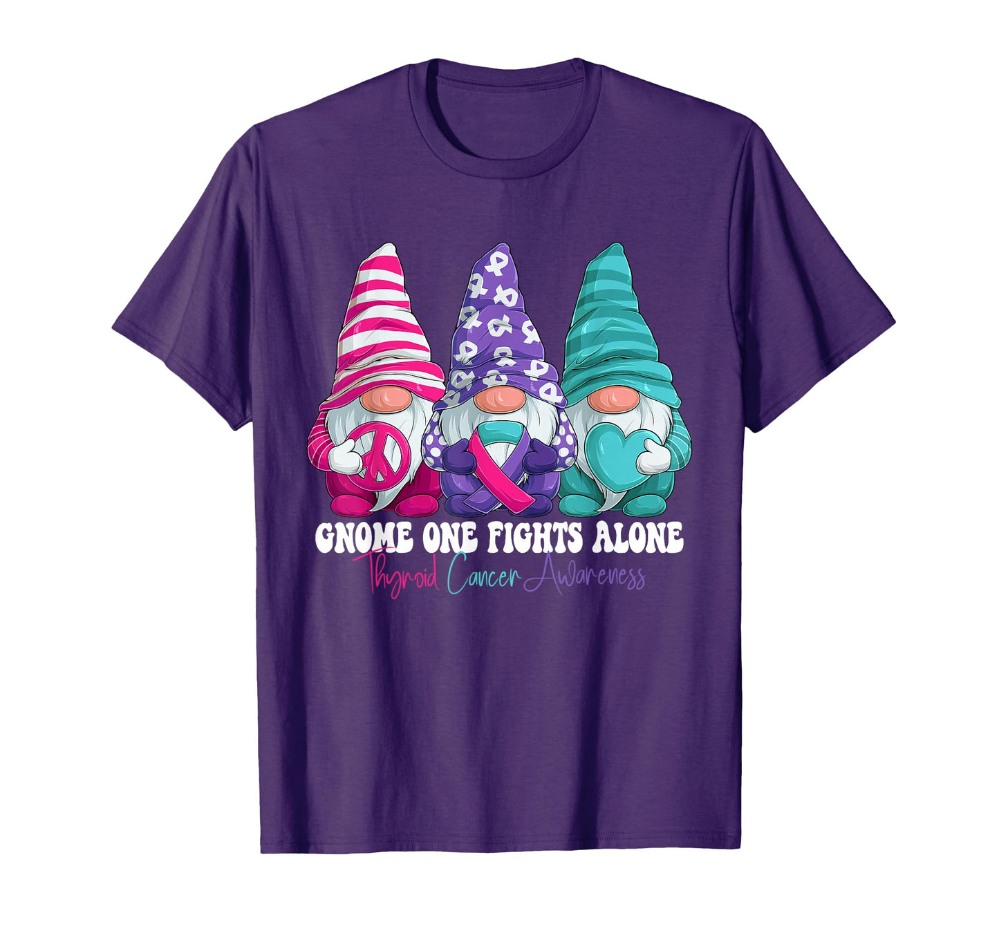 Funny Gnomies Thyroid Cancer Awareness Month Ribbon T-Shirt