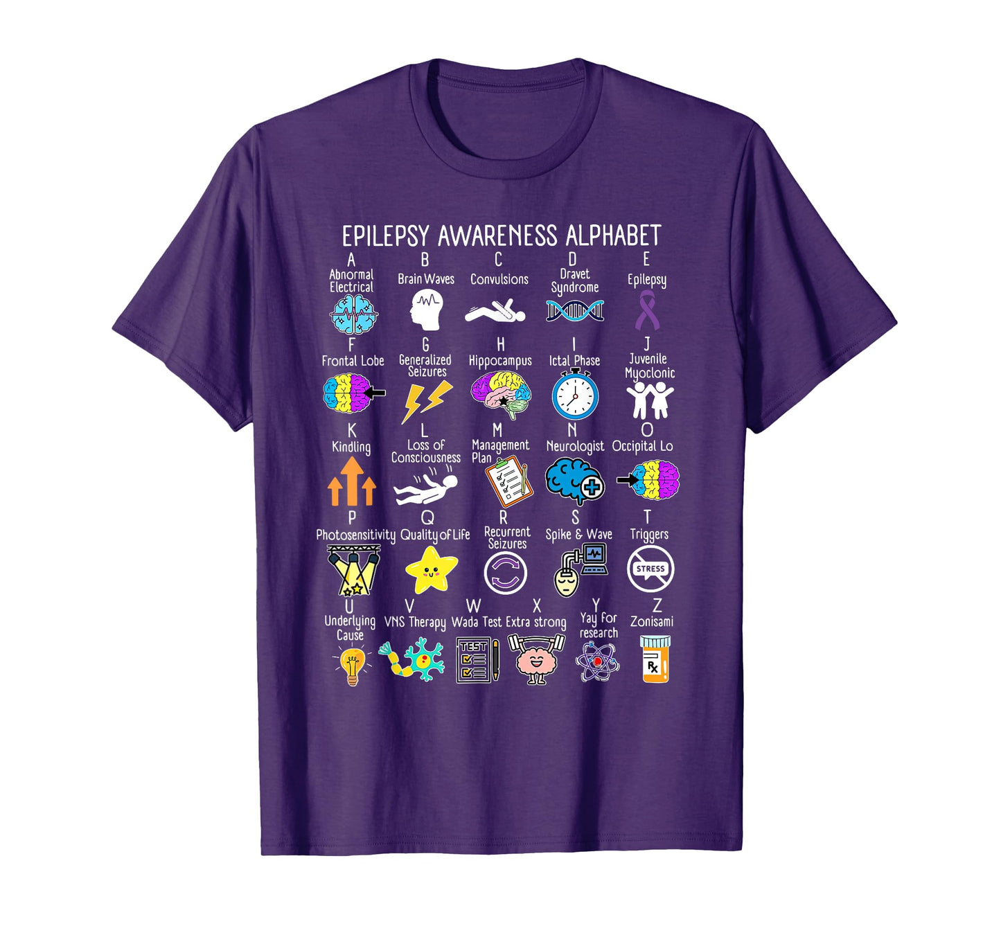 Epilepsy Awareness Alphabet Seizure Disorder Squad Support T-Shirt
