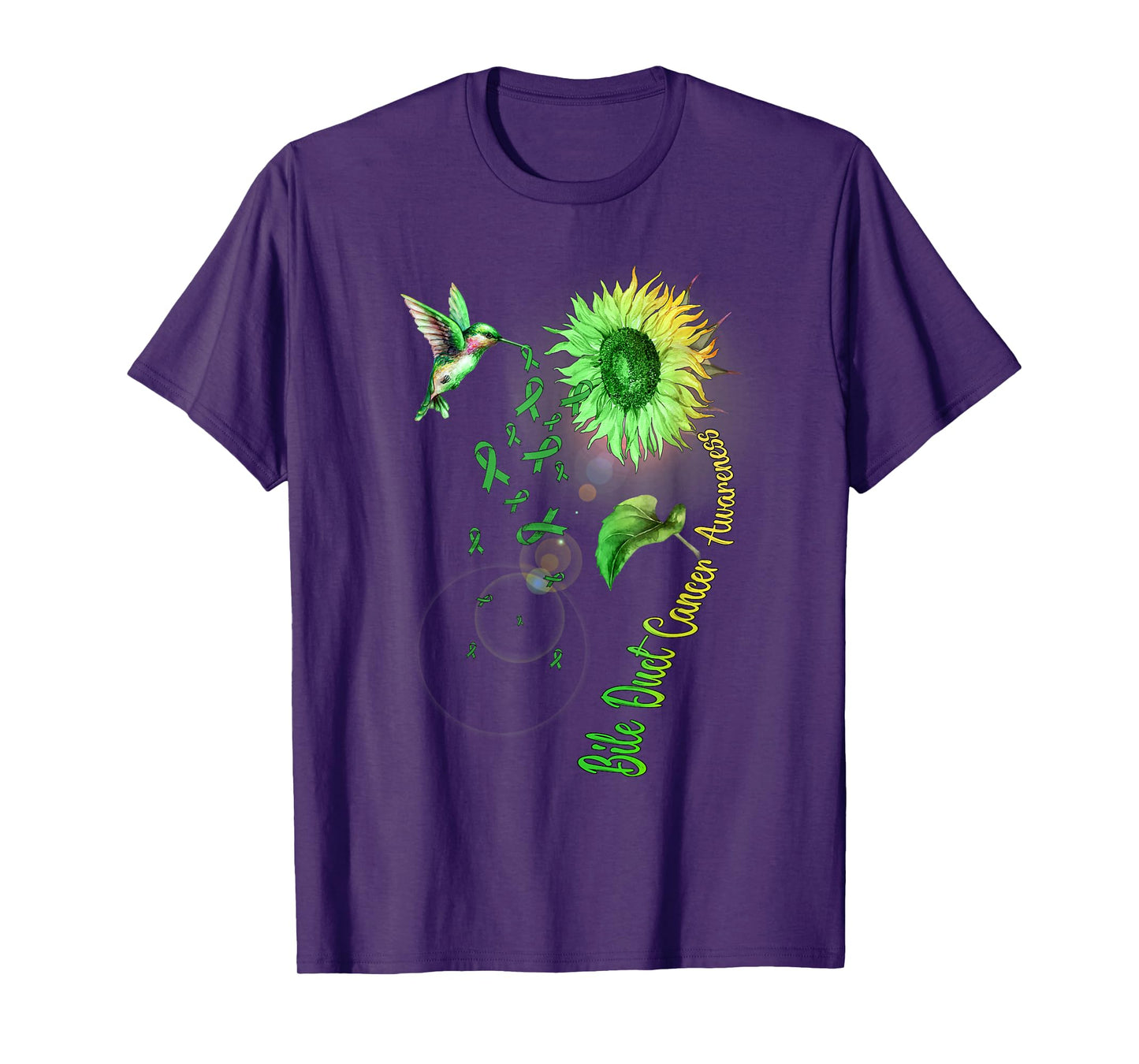 Bile Duct Cancer Sunflower Hummingbird T-Shirt