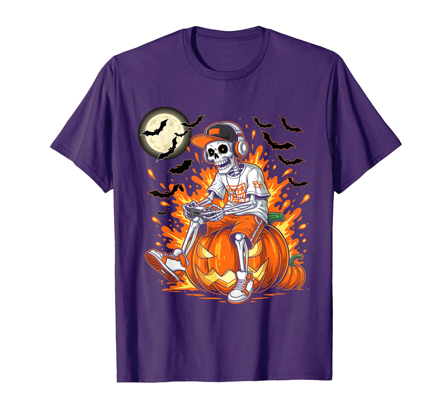 Skeleton Gamer Teen Boys Video Gaming Halloween Costume T-Shirt