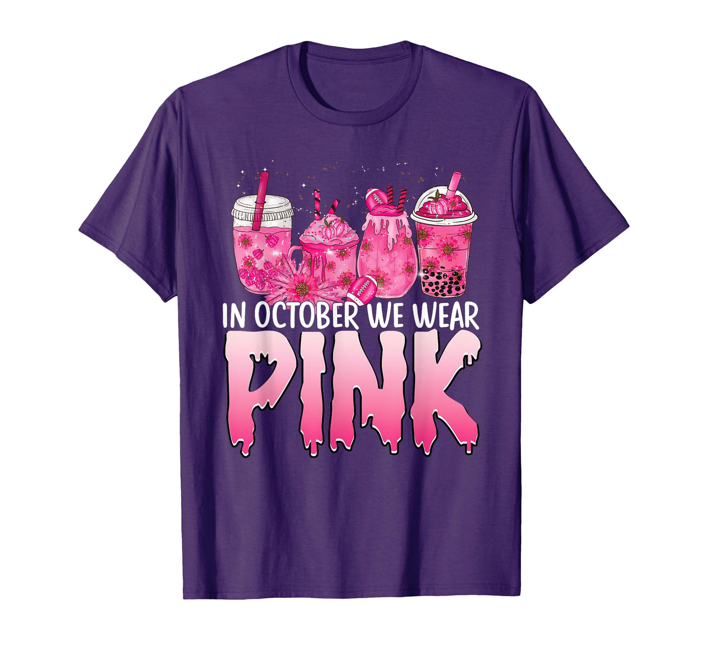 Breast Cancer Awareness Coffee Latte Fall Autumn Season 2022 T-Shirt