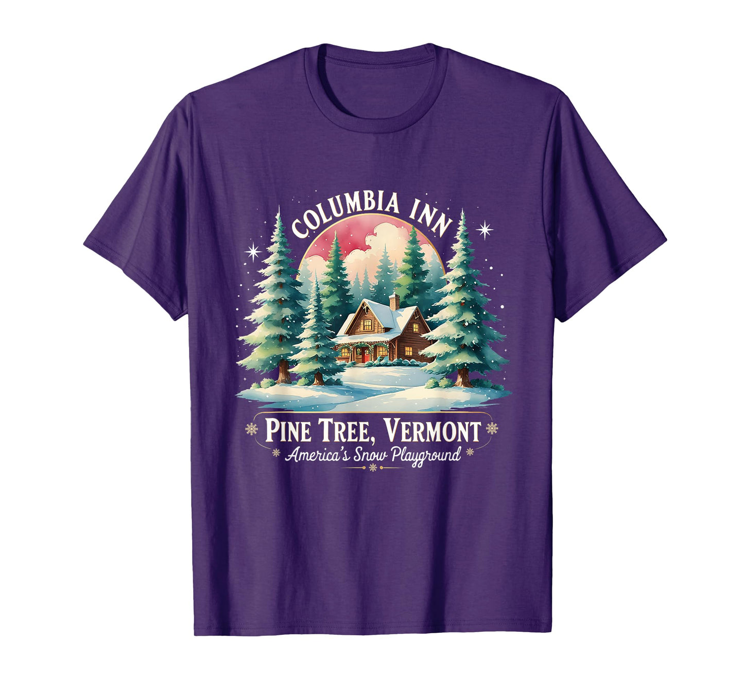 Columbia Inn Pine Tree Frosty Cozy Winter Christmas T-Shirt