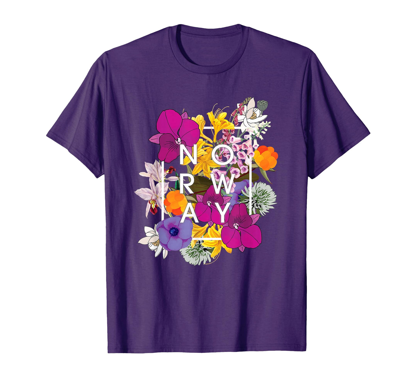 Flowers of Norway Word Art - Norwegian Pride T-Shirt