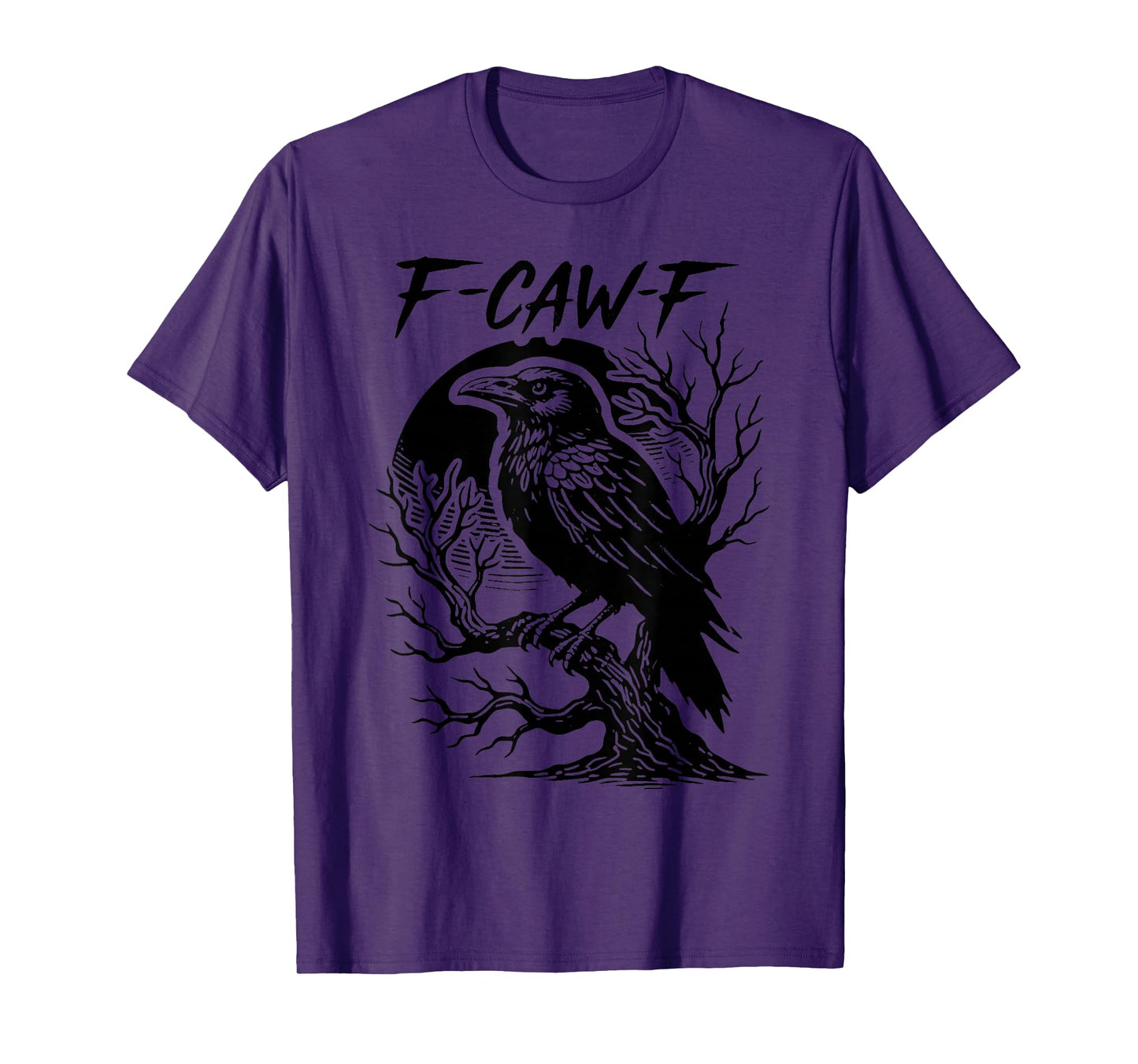 F-Caw-F Black Crow Pun Funny Bird Cawing Grunge Halloween T-Shirt