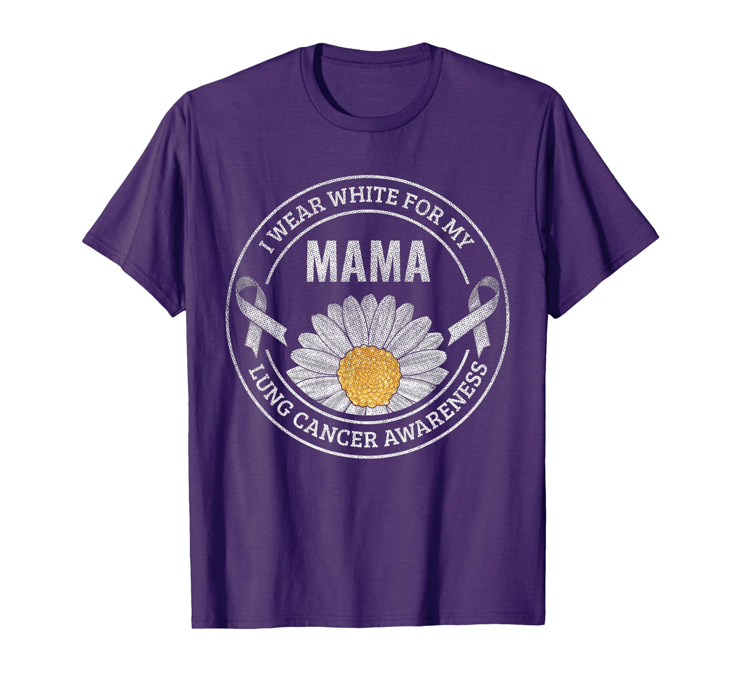 White Ribbon Mama Lung Cancer Awareness Gift T-Shirt