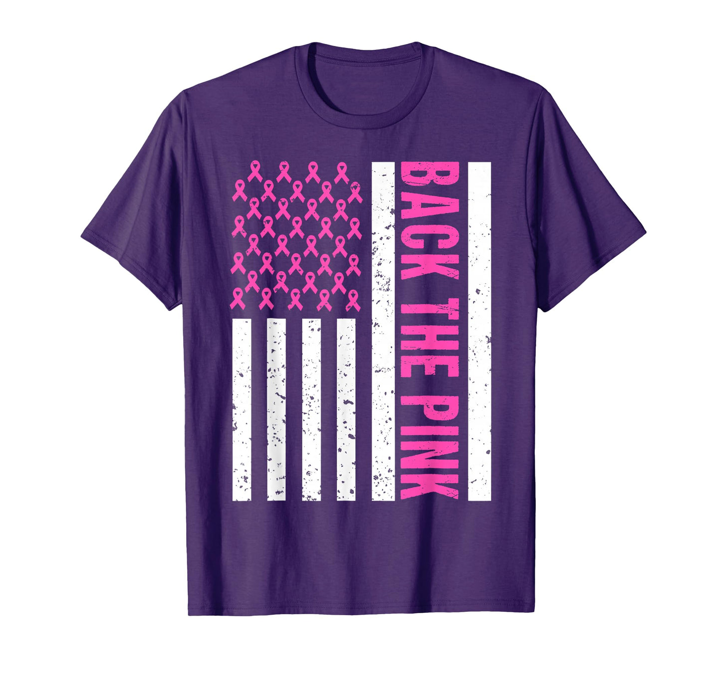 Back The Pink Breast Cancer Awareness USA Flag Men Women Kid T-Shirt