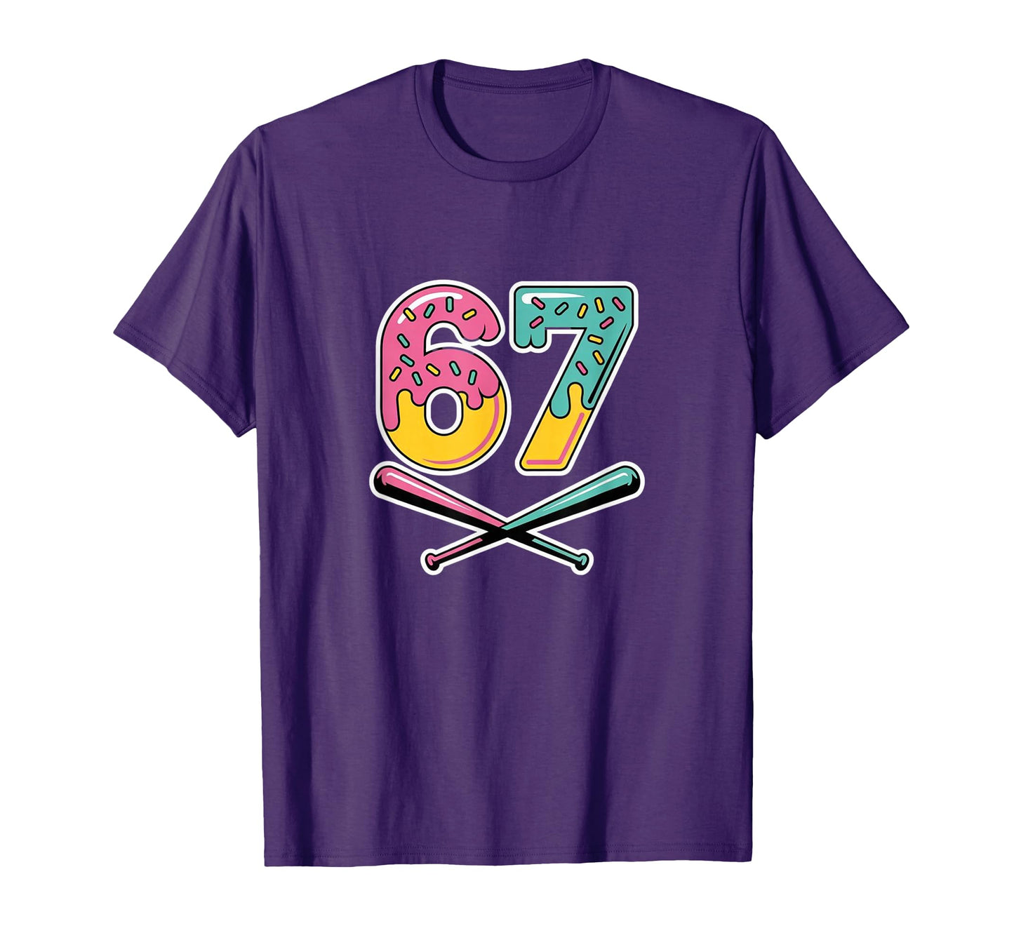 Six Seven Ice Cream Drip Sport 67 Fun Cool Baseball Meme T-Shirt
