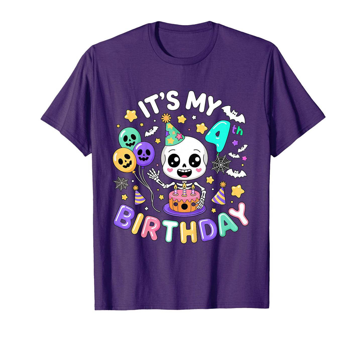 Its My 4th Birthday Skeleton Halloween Toddler Boy Girl T-Shirt