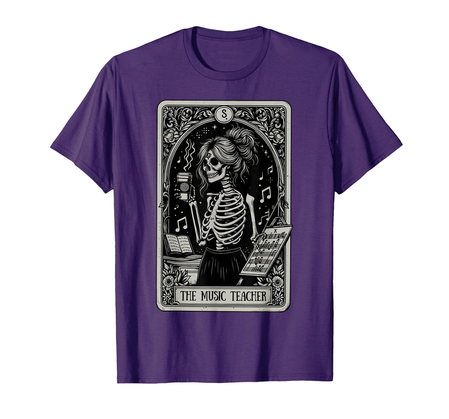 Funny Skeleton Music Teacher Tarot Card Halloween Musician T-Shirt