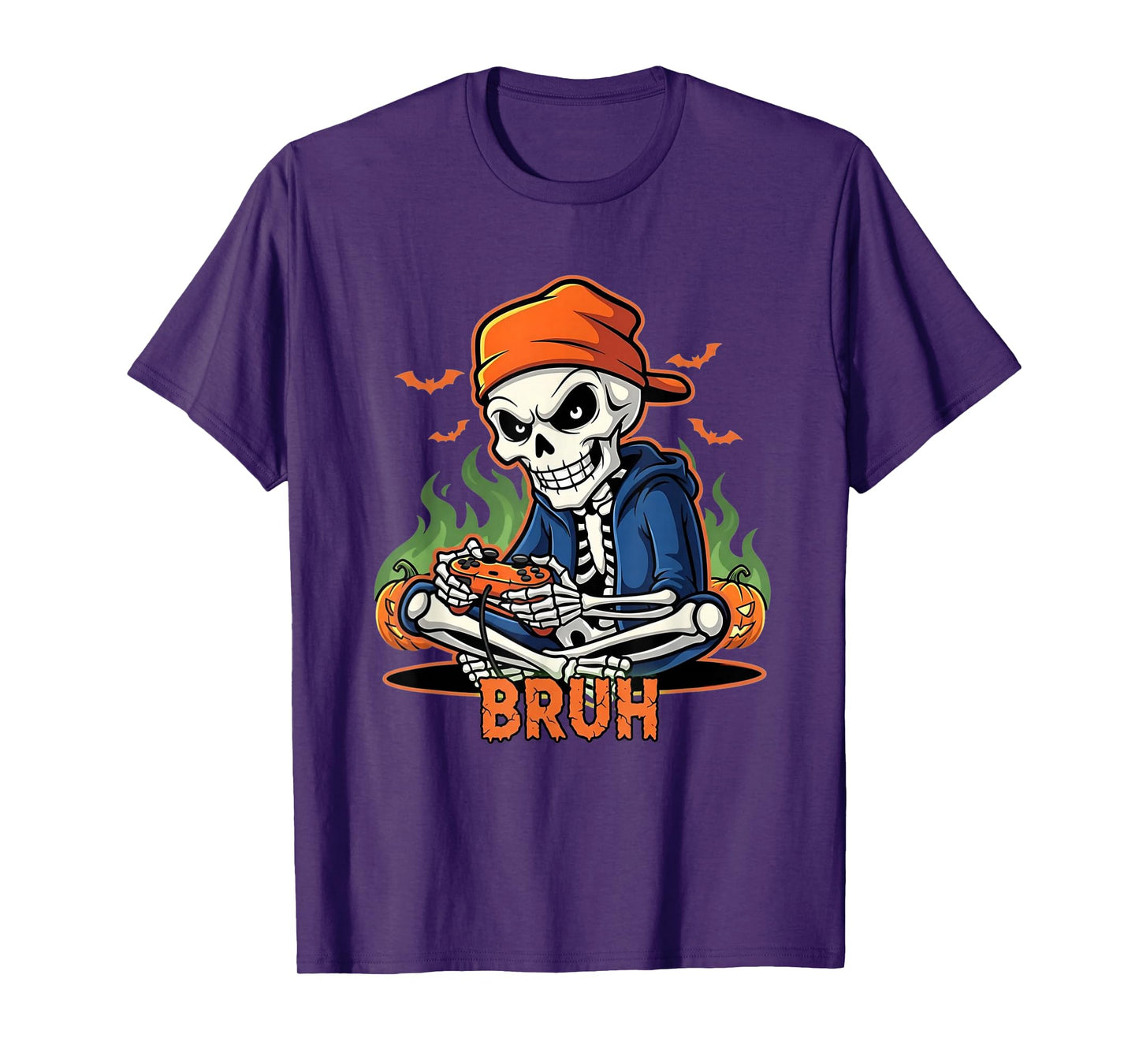 Halloween Skeleton Gamer Video Gaming Funny Skeleton Bruh T-Shirt