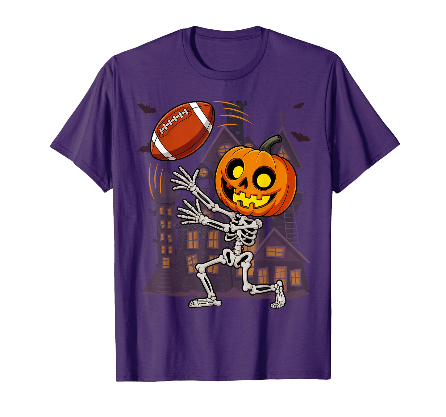 Football Skeleton Halloween Men Boys T-Shirt