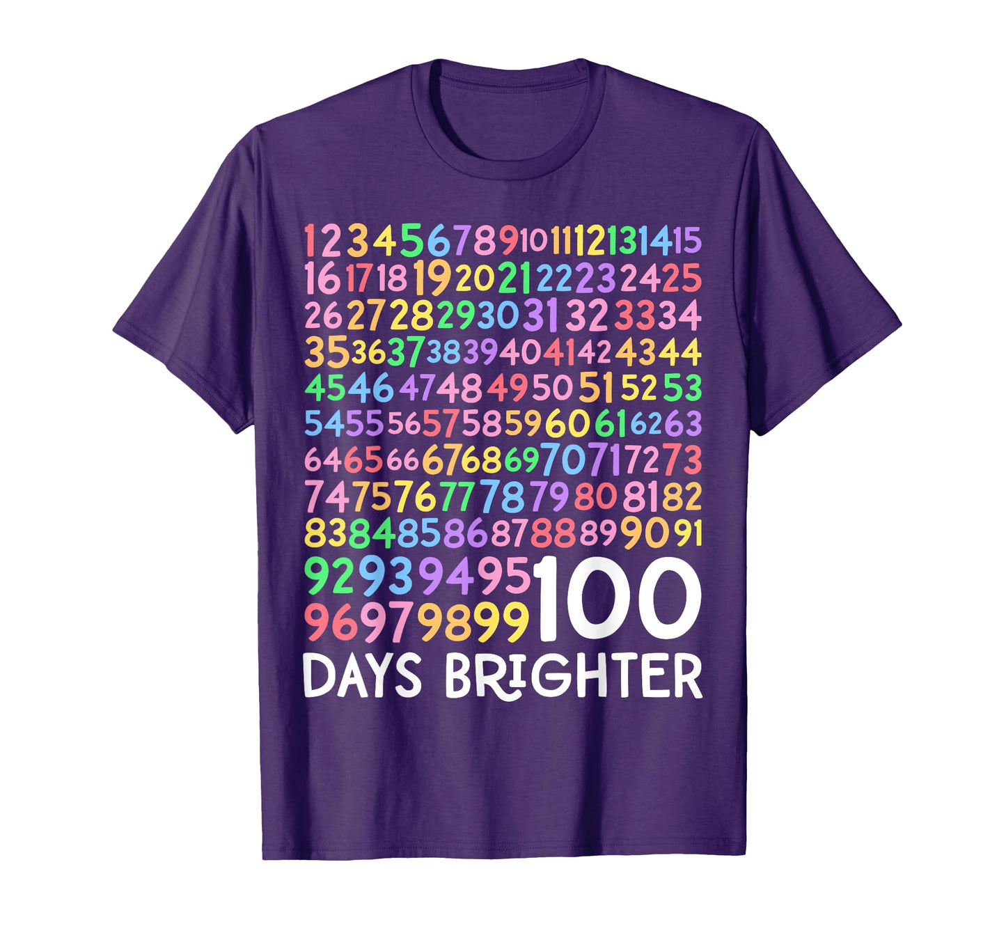 100th Day of School Teacher 100 Days Brighter Math Numbers T-Shirt