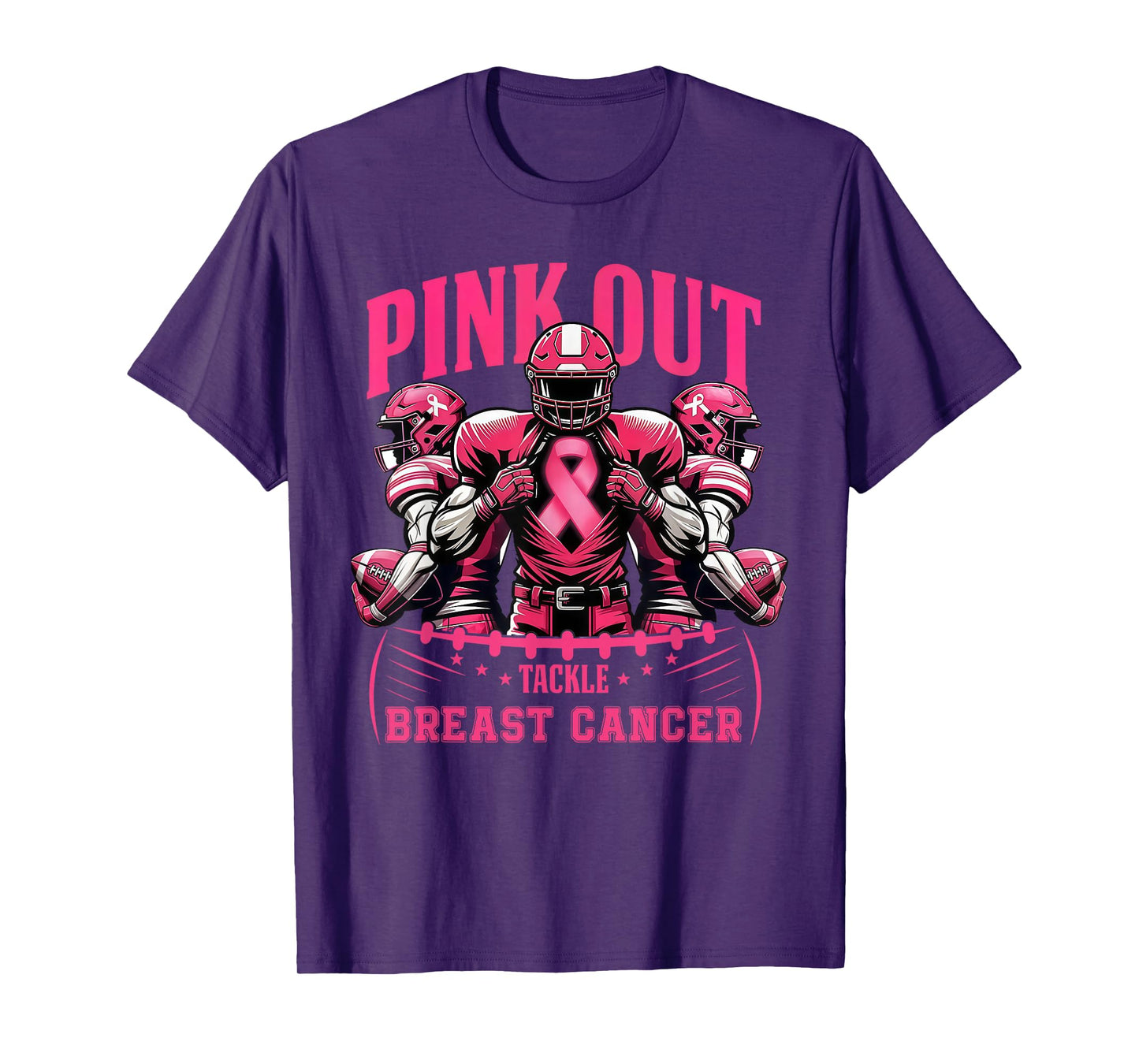Pink Out Tackle Breast Cancer Awareness Football Boys Kids T-Shirt