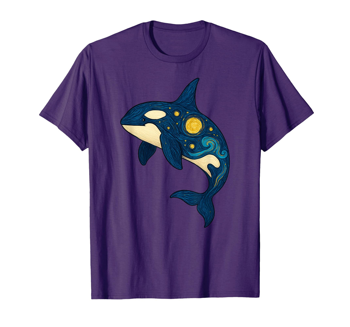 Orca Whale Starry Night Animal Lover Painting Boys Girls Kid T-Shirt