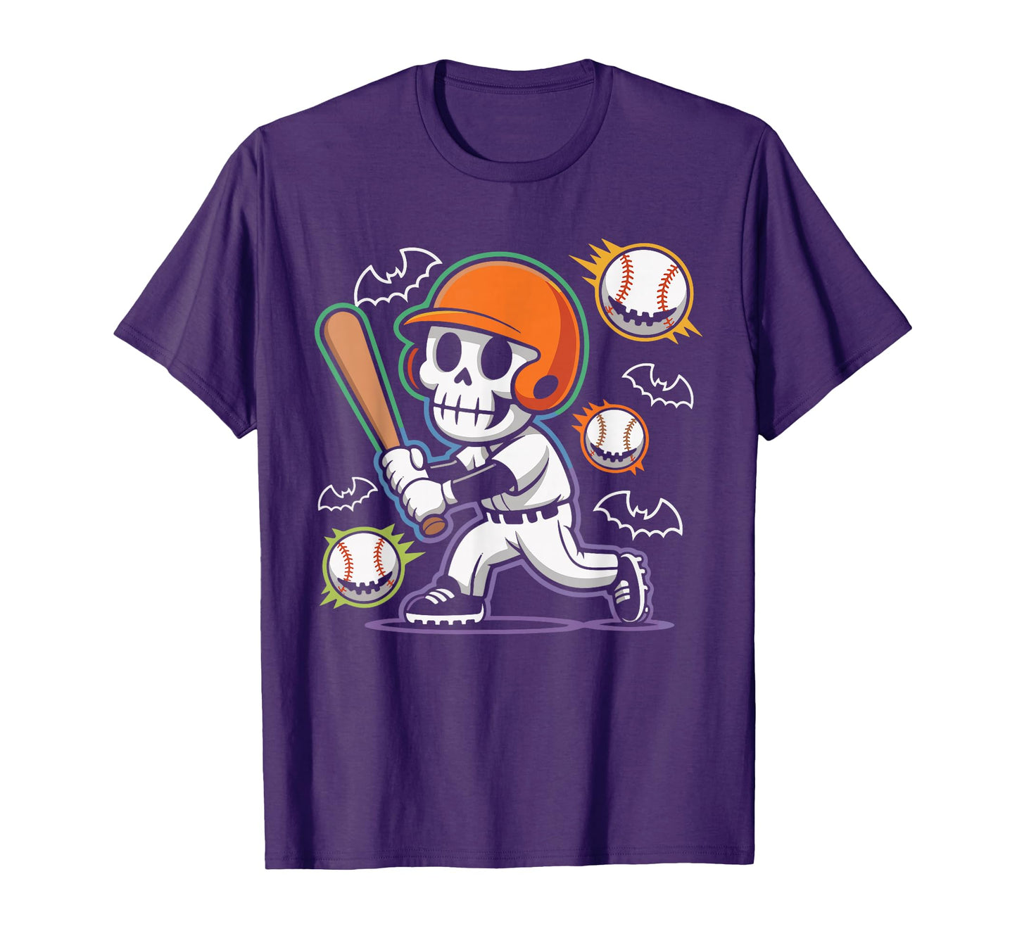 Spooky Season Skeleton Baseball Player Halloween Batter Men T-Shirt