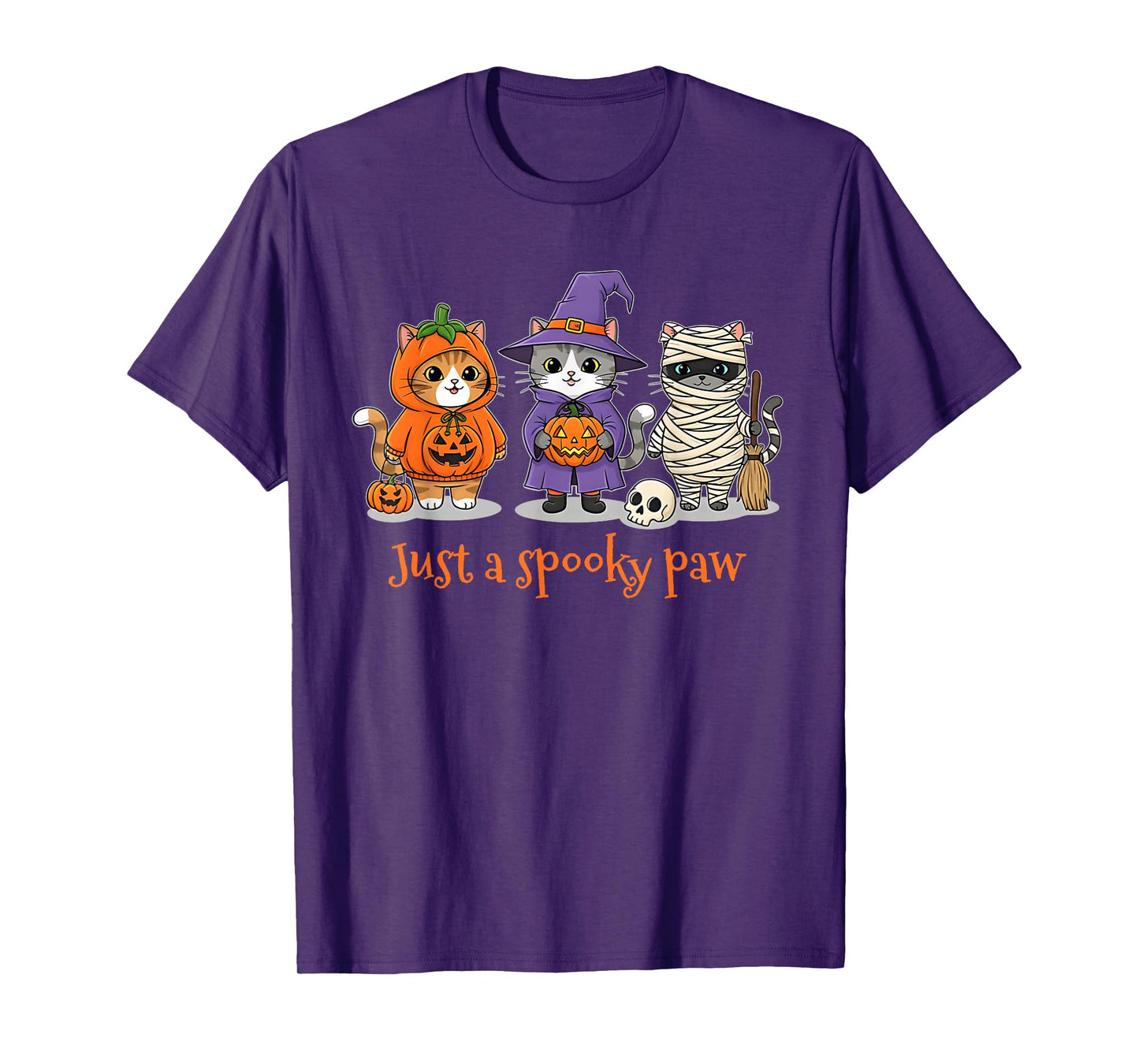 Just a Spooky Paw Funny Cat Halloween Ghost T-Shirt