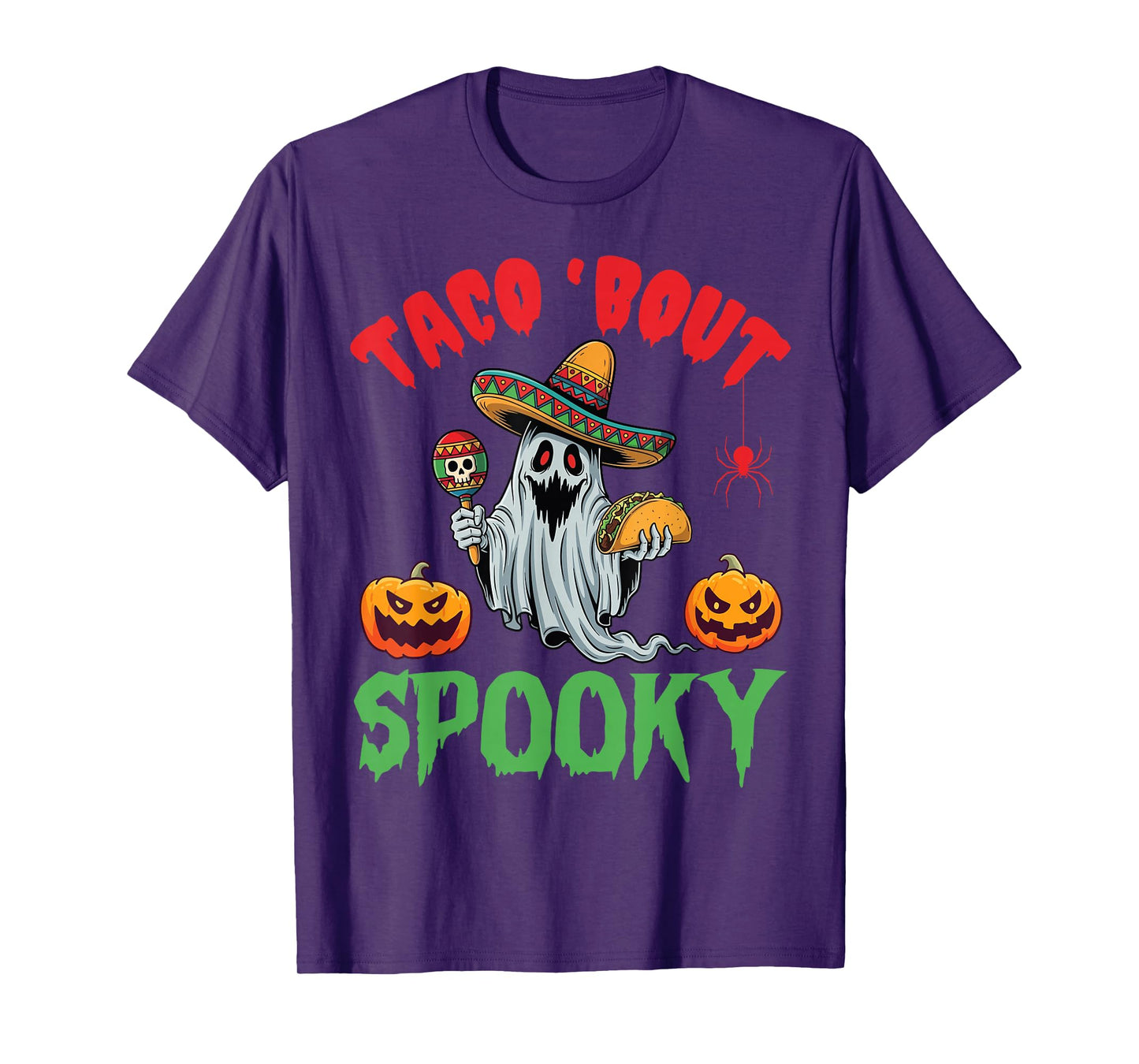 Taco Bout Spooky Ghost with Taco Sombrero Pumpkins Halloween T-Shirt