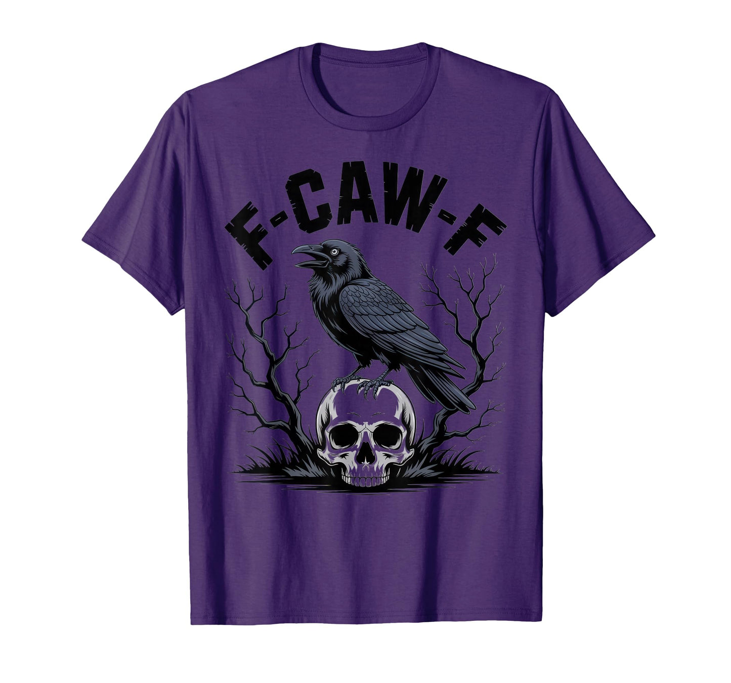 F-CAW-F Raven Skull Art for Gothic Lovers Halloween Vibes T-Shirt