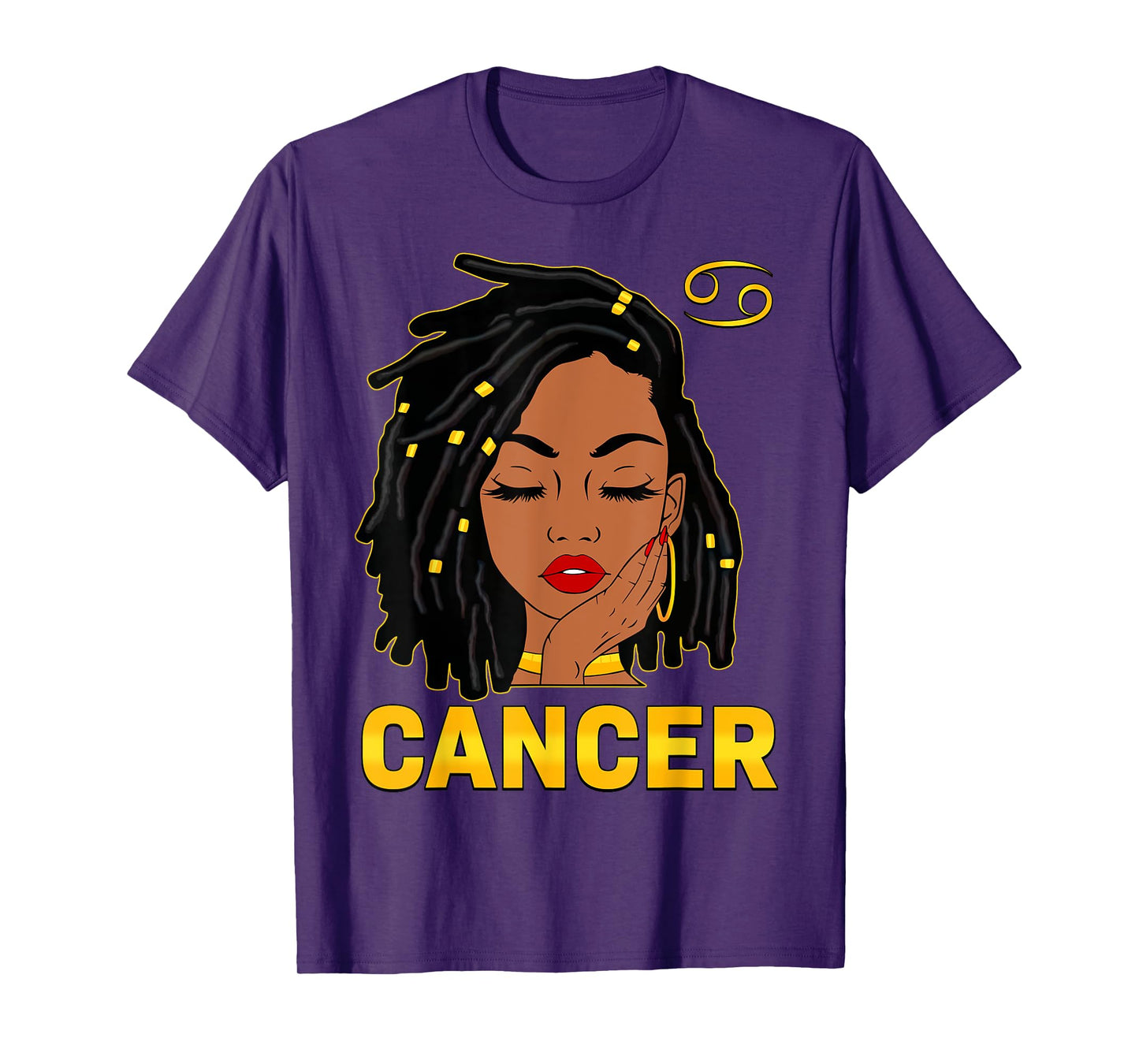 Cancer Queen Loc'd Hair Black Woman Zodiac Sign Birthday T-Shirt