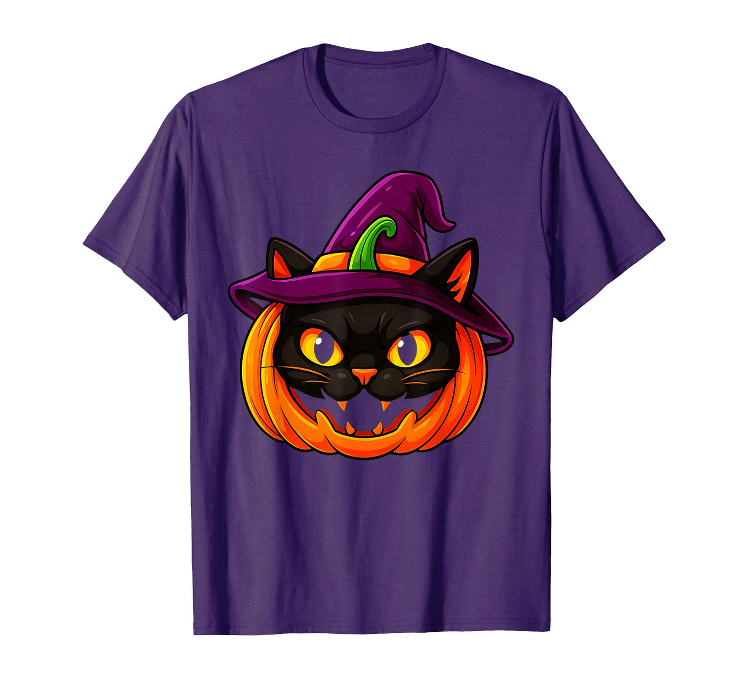 Black Cat Halloween Shirts for Men Women Pumpkin Halloween T-Shirt