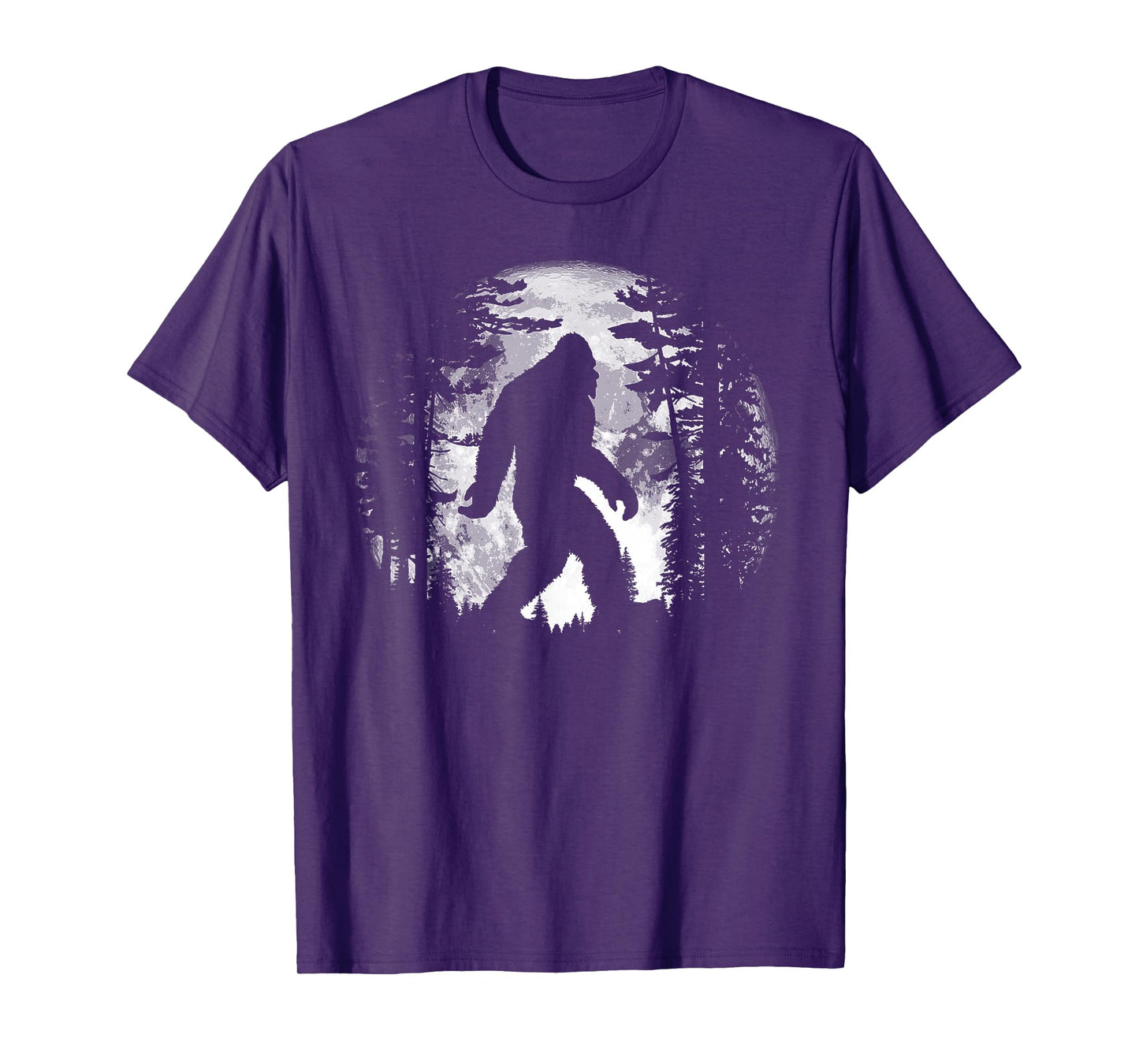 Bigfoot Night Stroll Cool Full Moon & Tree Tunnel Sasquatch T-Shirt