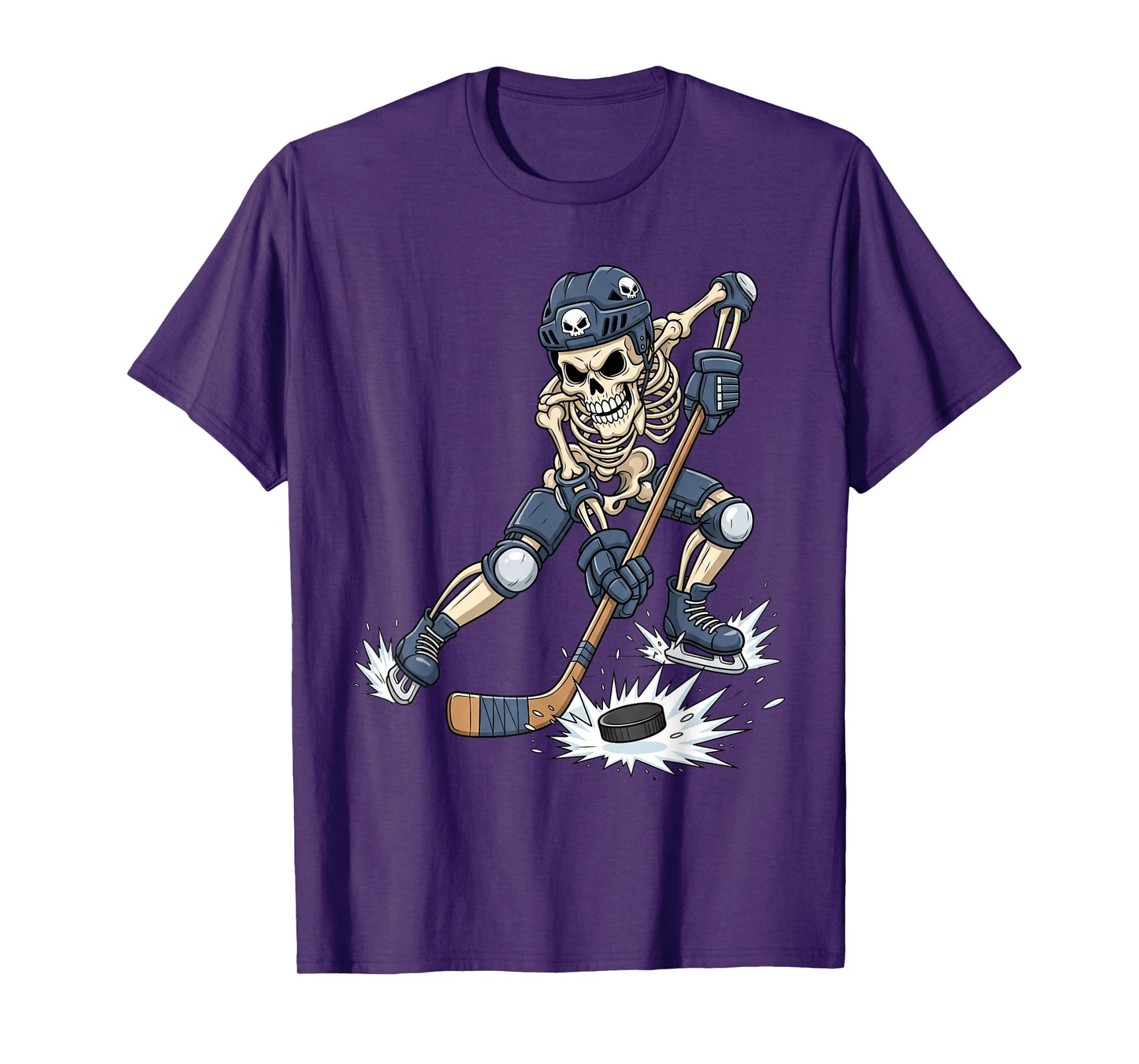 Spooky Skeleton Playing Hockey Funny Halloween Toddler Kids T-Shirt