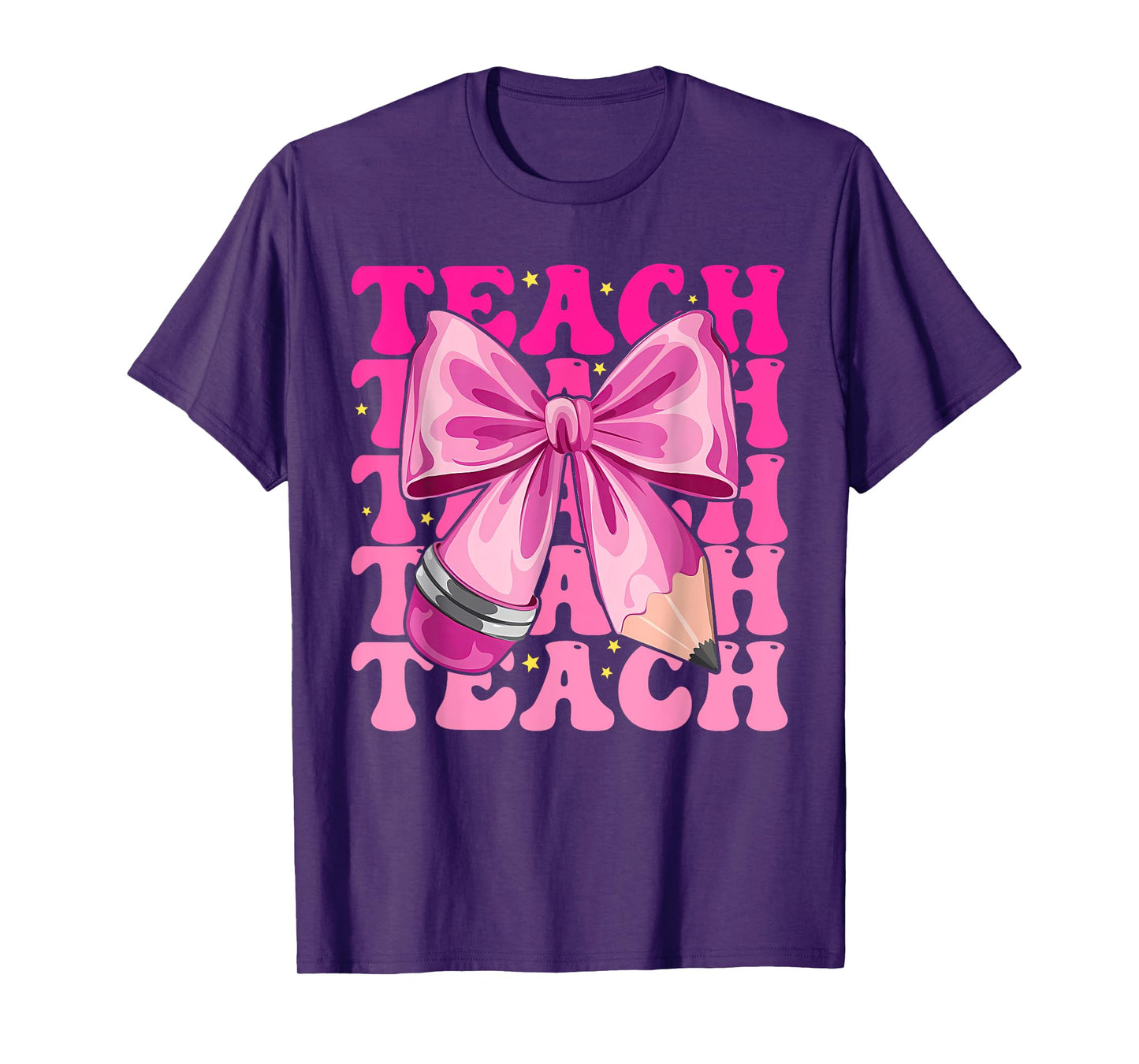 Groovy Teach Coquette Bow Teacher Women Girls Back to School T-Shirt