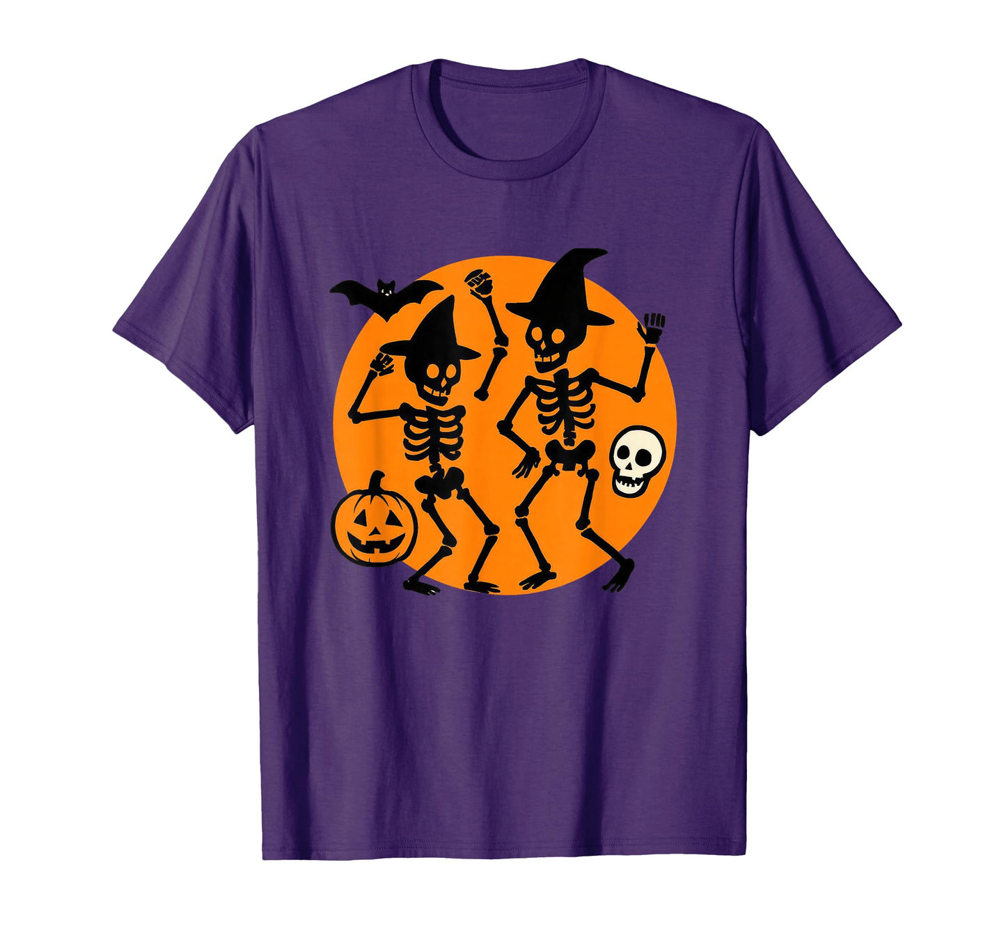 Dancing Skeletons Pumpkin Halloween Vibes T-Shirt
