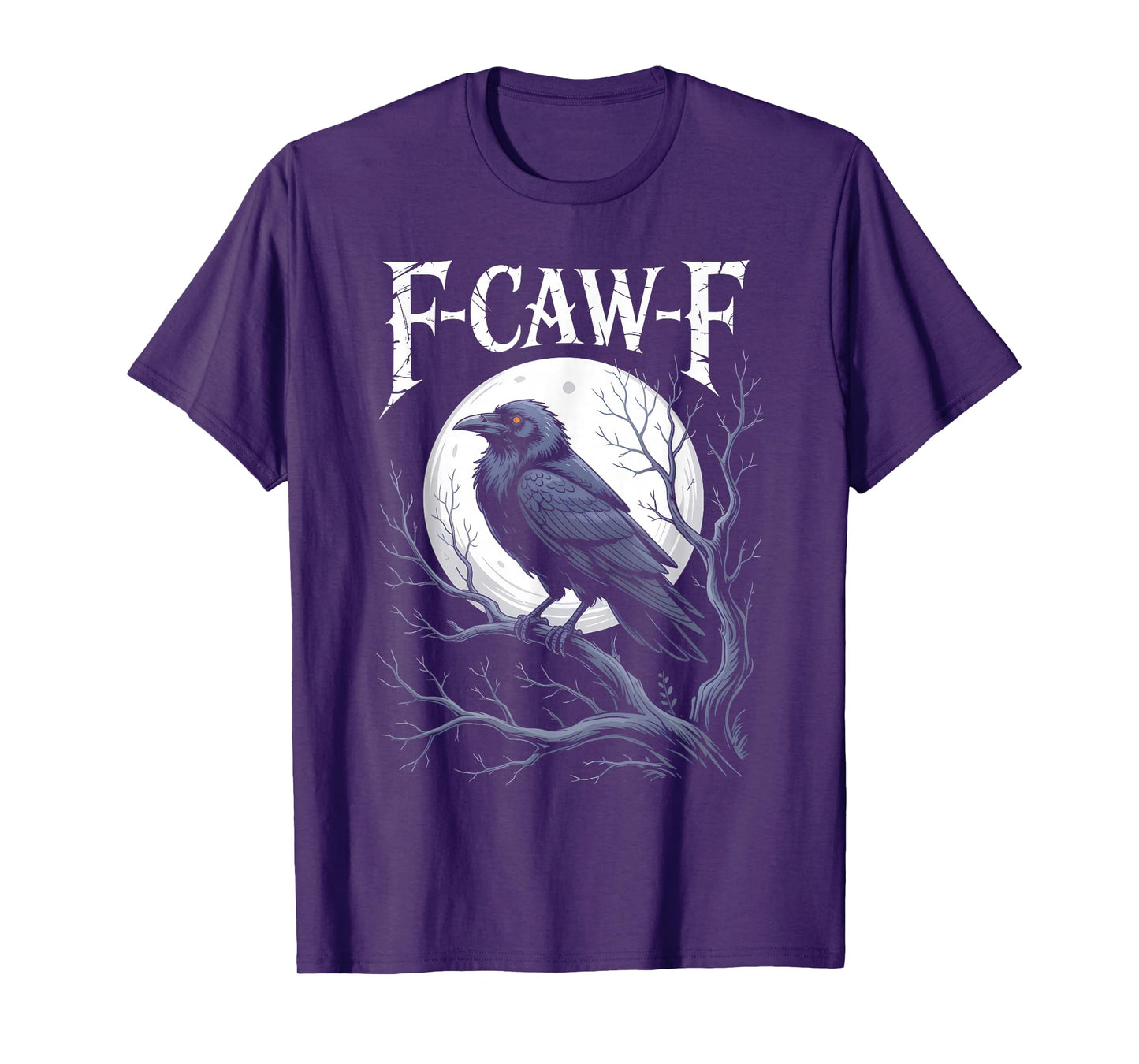 Funny F-Caw-F Crow Gothic Moon Humor Halloween T-Shirt