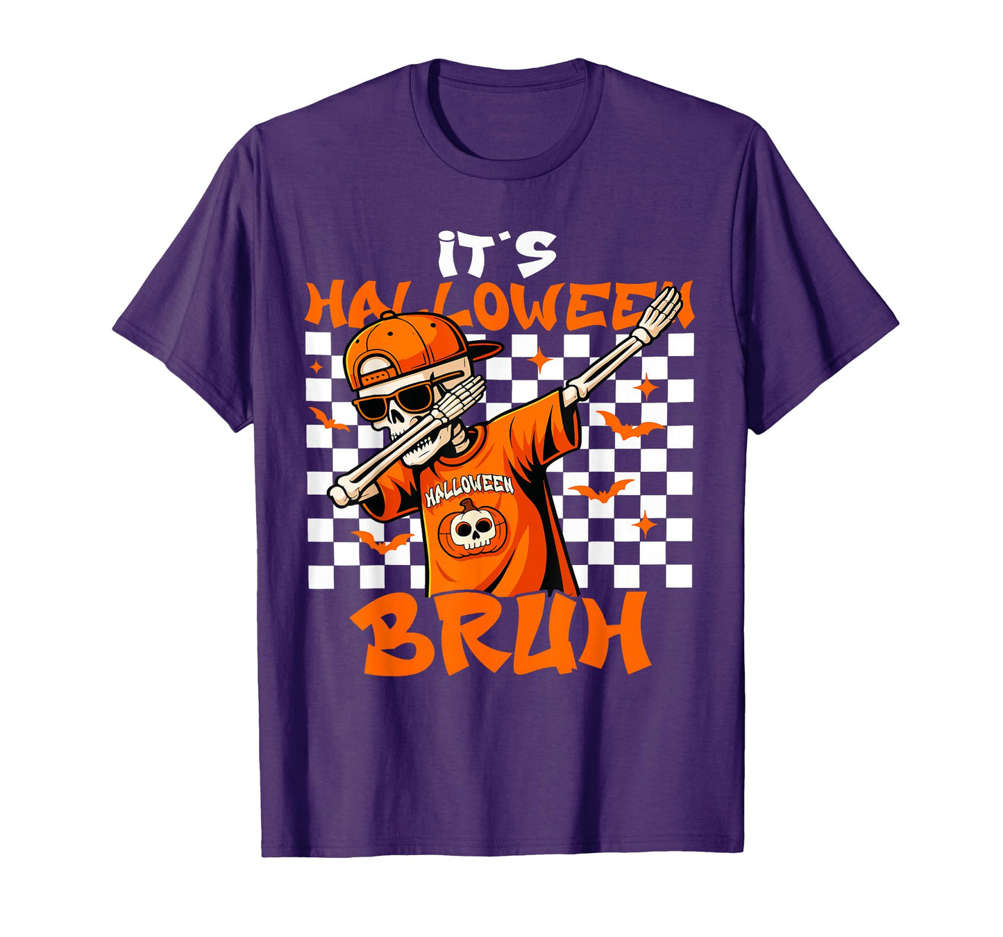 Bruh Halloween Dabbing Skeleton Spooky Vibes Pumpkin Season T-Shirt