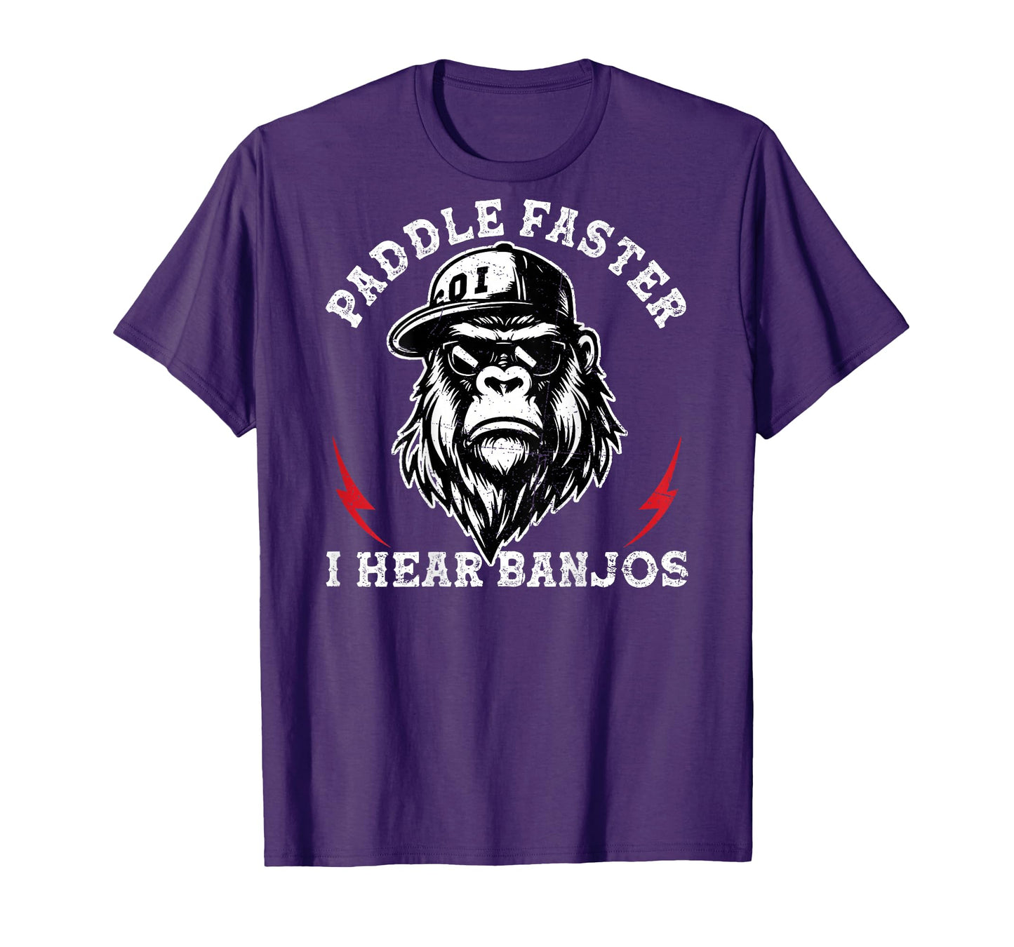 Paddle Faster I Hear Banjos Funny Monkey (On Back) T-Shirt