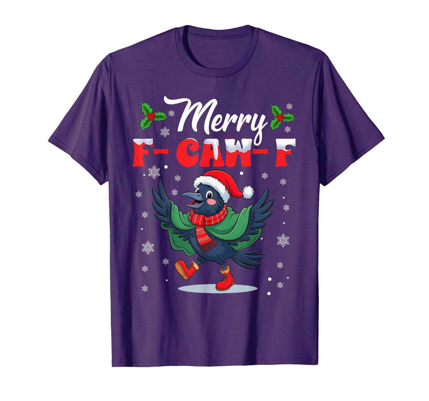 Black Crow F-Caw-F Funny Appropriate Christmas Adult Humor T-Shirt