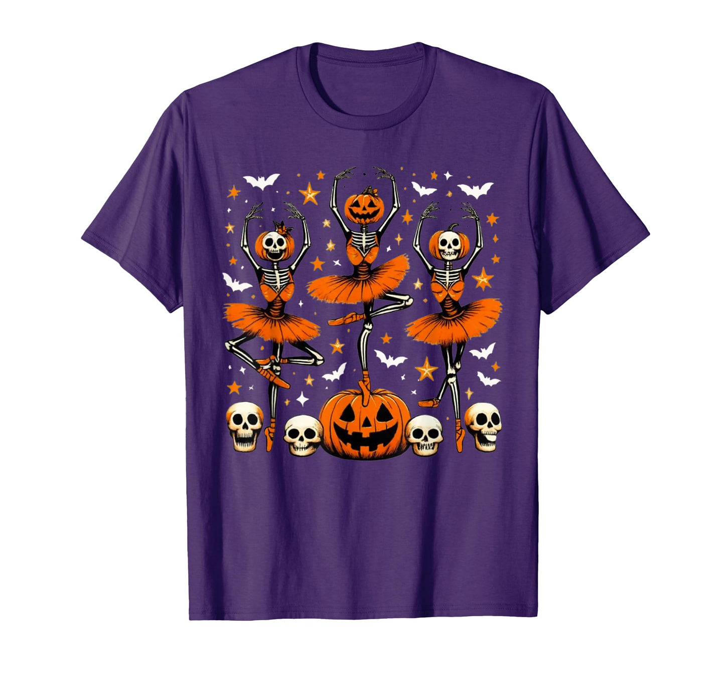 Ballet Pumpkin Skeleton Scary Halloween Men Women Boys Girls T-Shirt