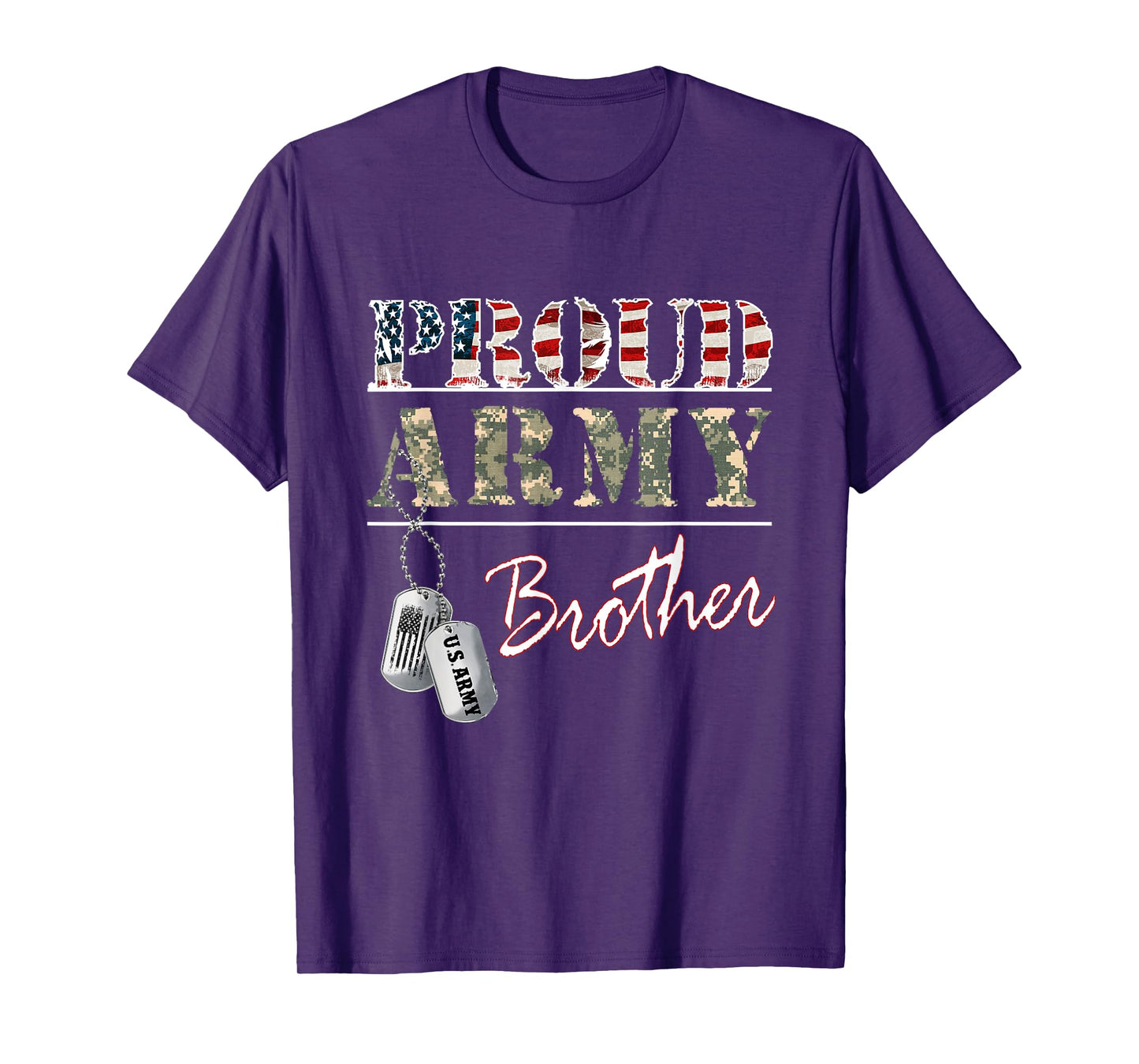 Proud Army Brother American Flag Veteran Military T-Shirt