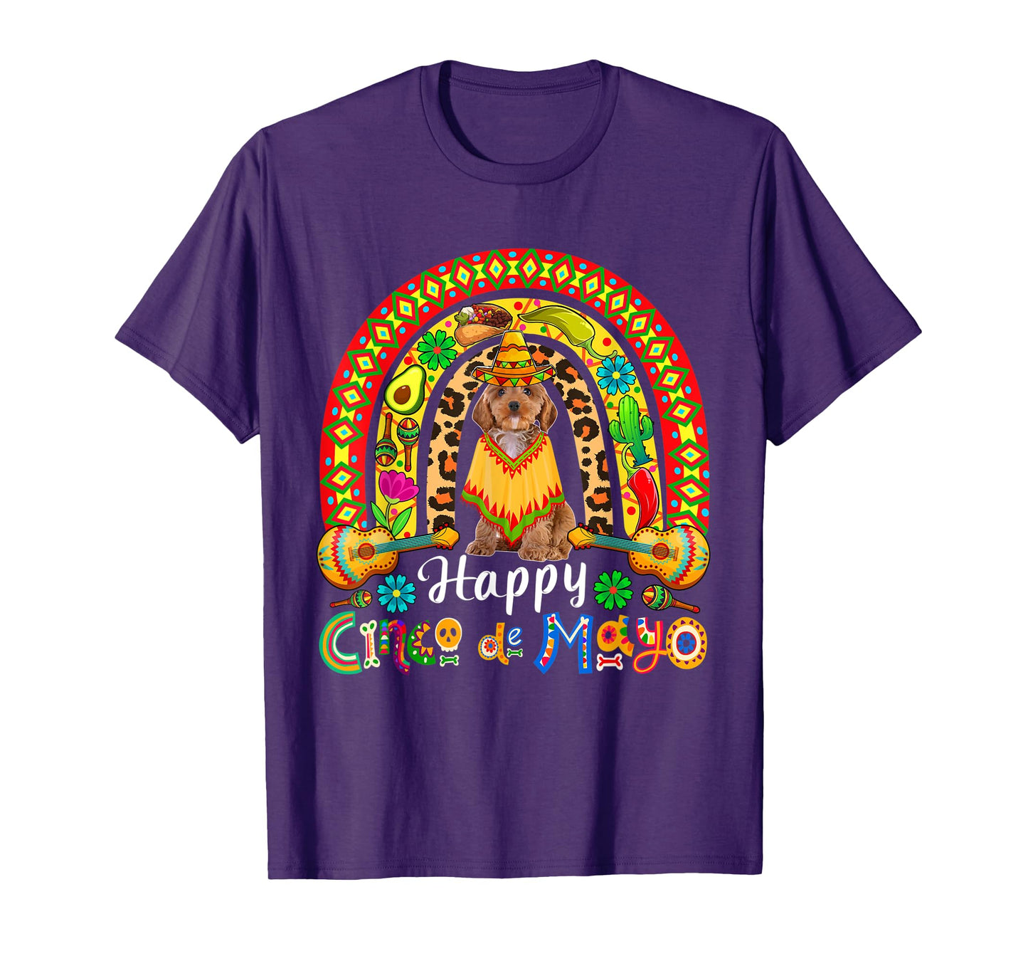 Happy Cinco De Mayo Mexican Cockapoo Sombrero Rainbow T-Shirt