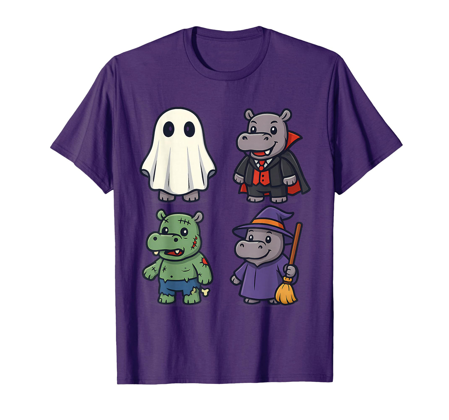 Cool Hippo Ghost Witch Zombie Halloween Costume Girls Boys T-Shirt