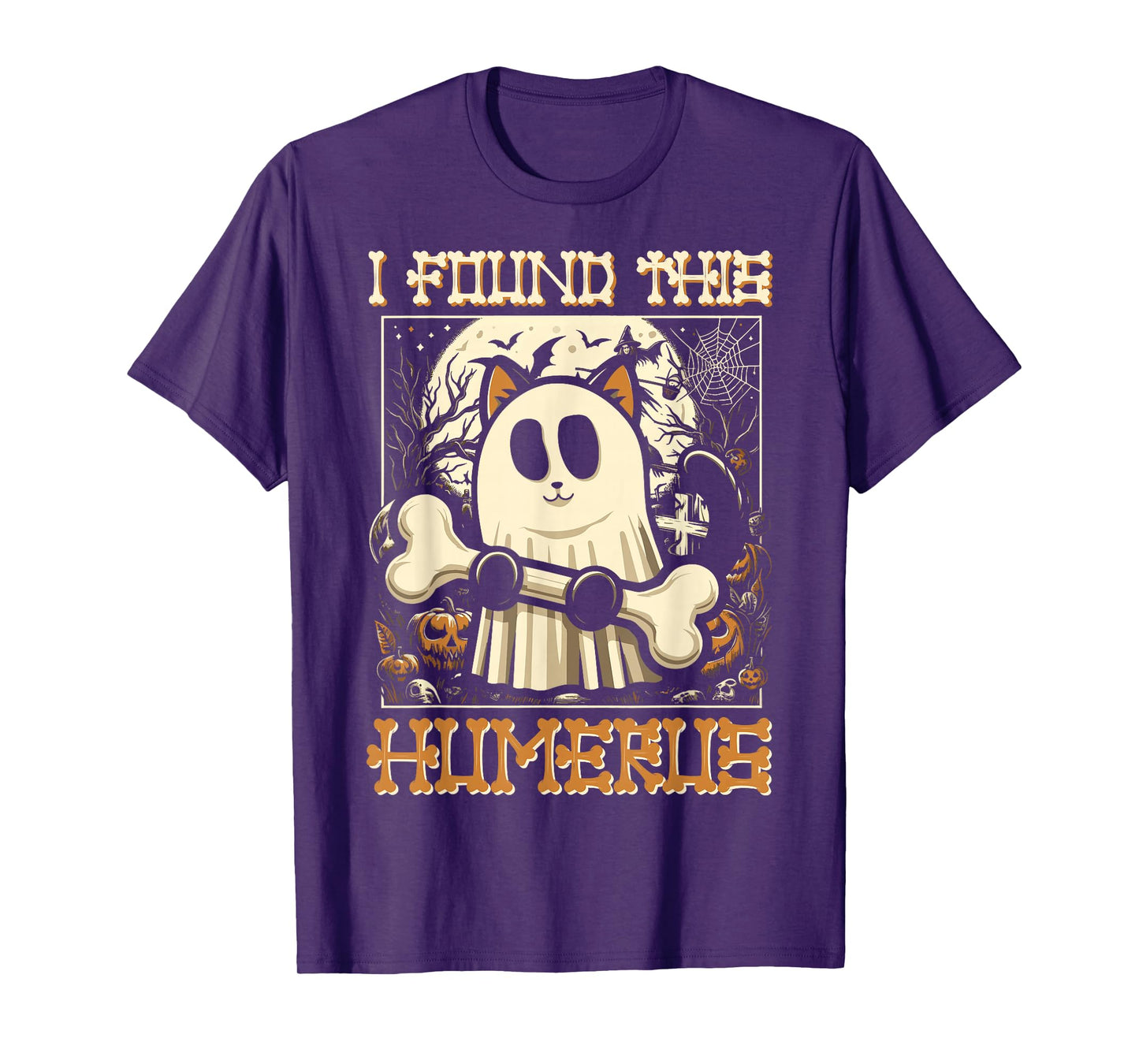 I Found This Humerus - Funny Cat Halloween T-Shirt