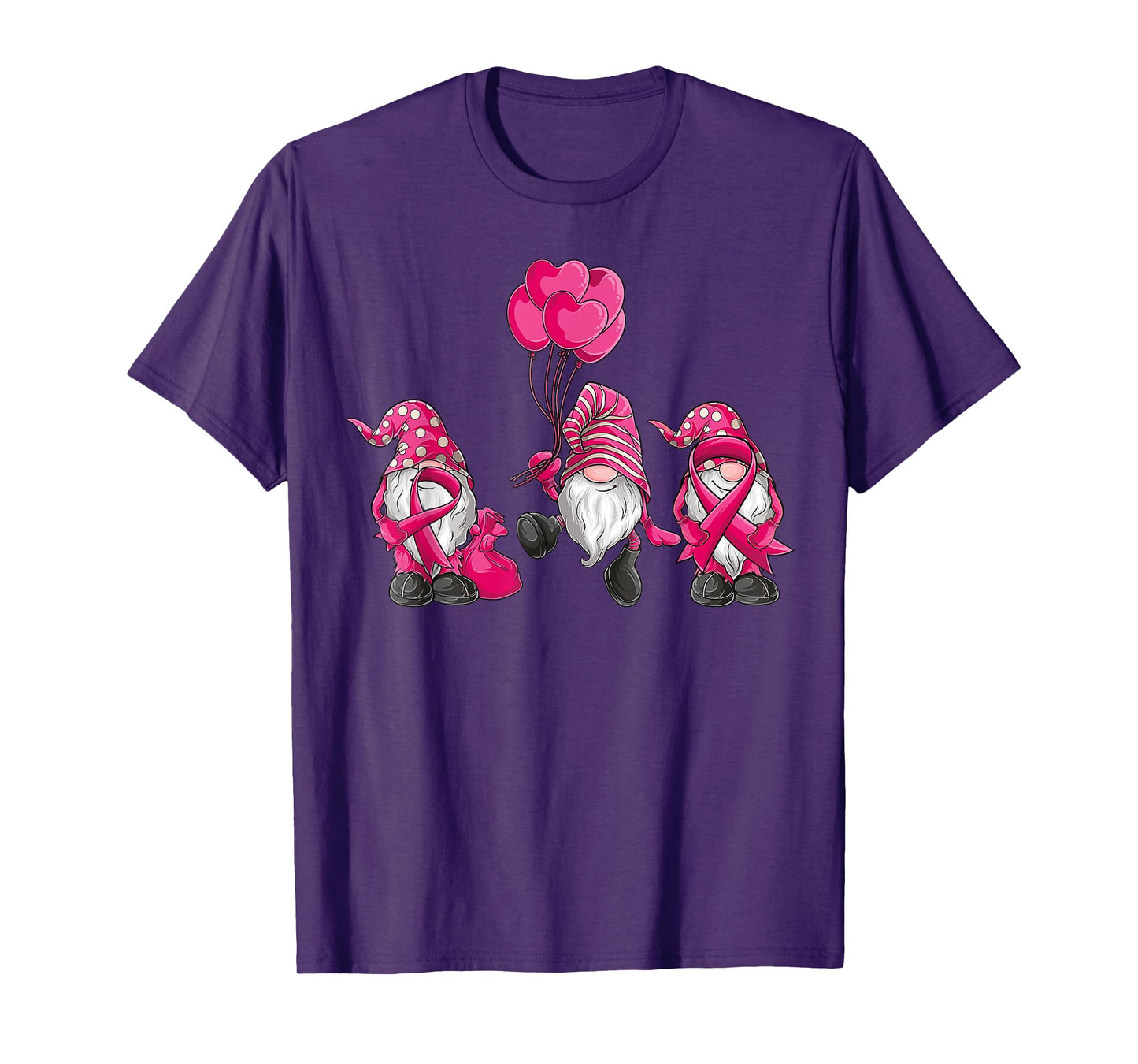 gnomes Breast Cancer Awareness Pink Ribbon women girls T-Shirt