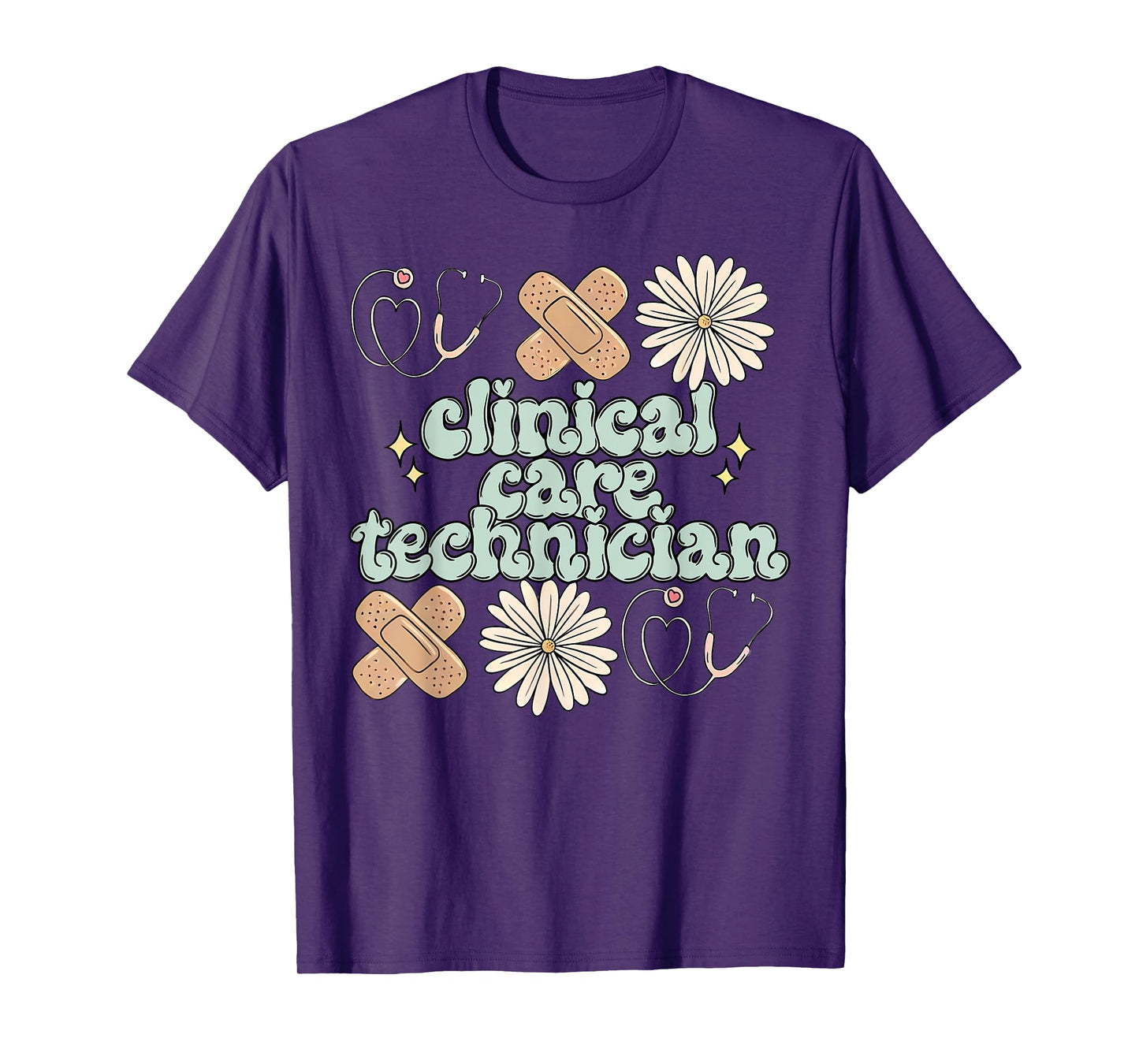 Clinical Care Technician Daisy Flower Stethoscope Nurse Tech T-Shirt