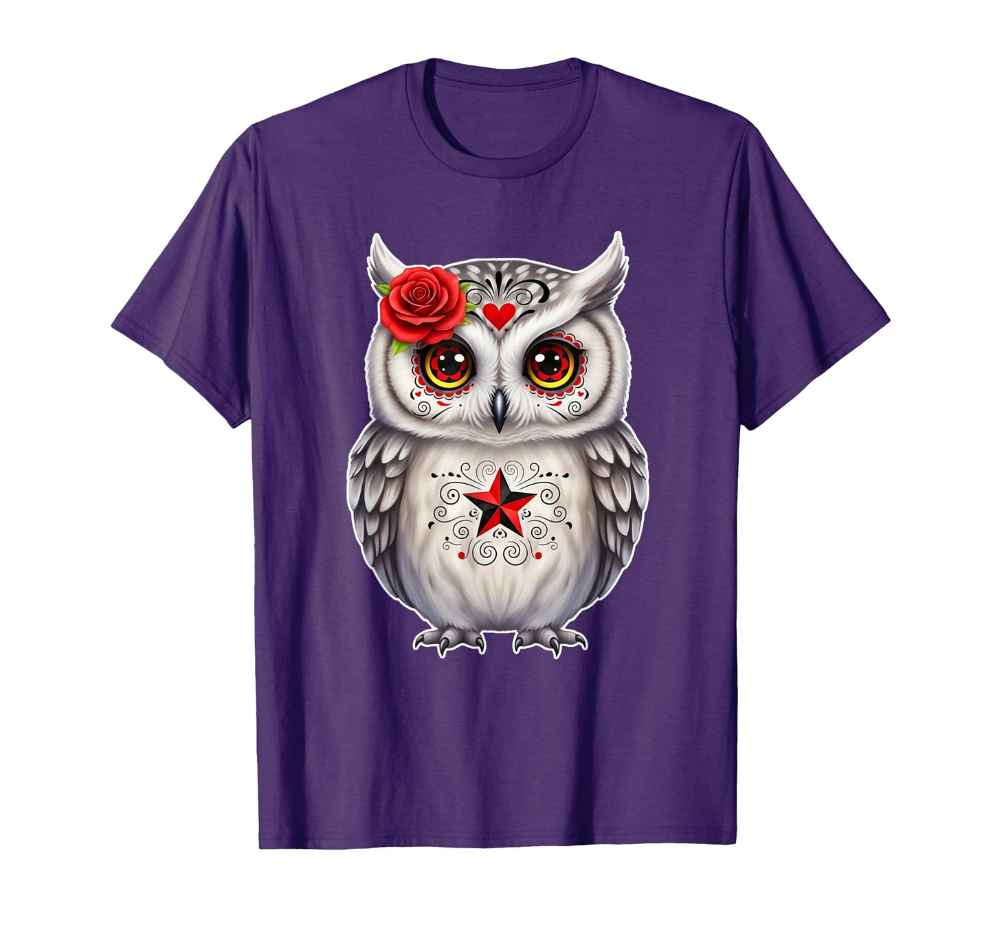 Sugar Skull Owl Halloween Graphic T-Shirt