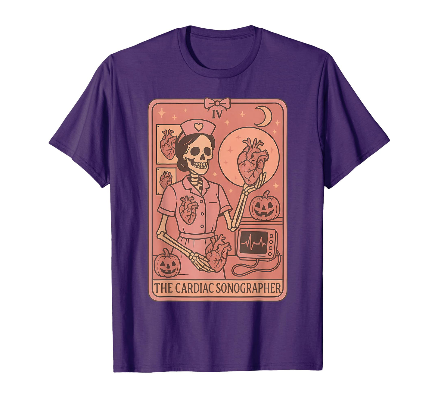 Cardiac Sonographer Tarot Card Skeleton Ultrasound Halloween T-Shirt