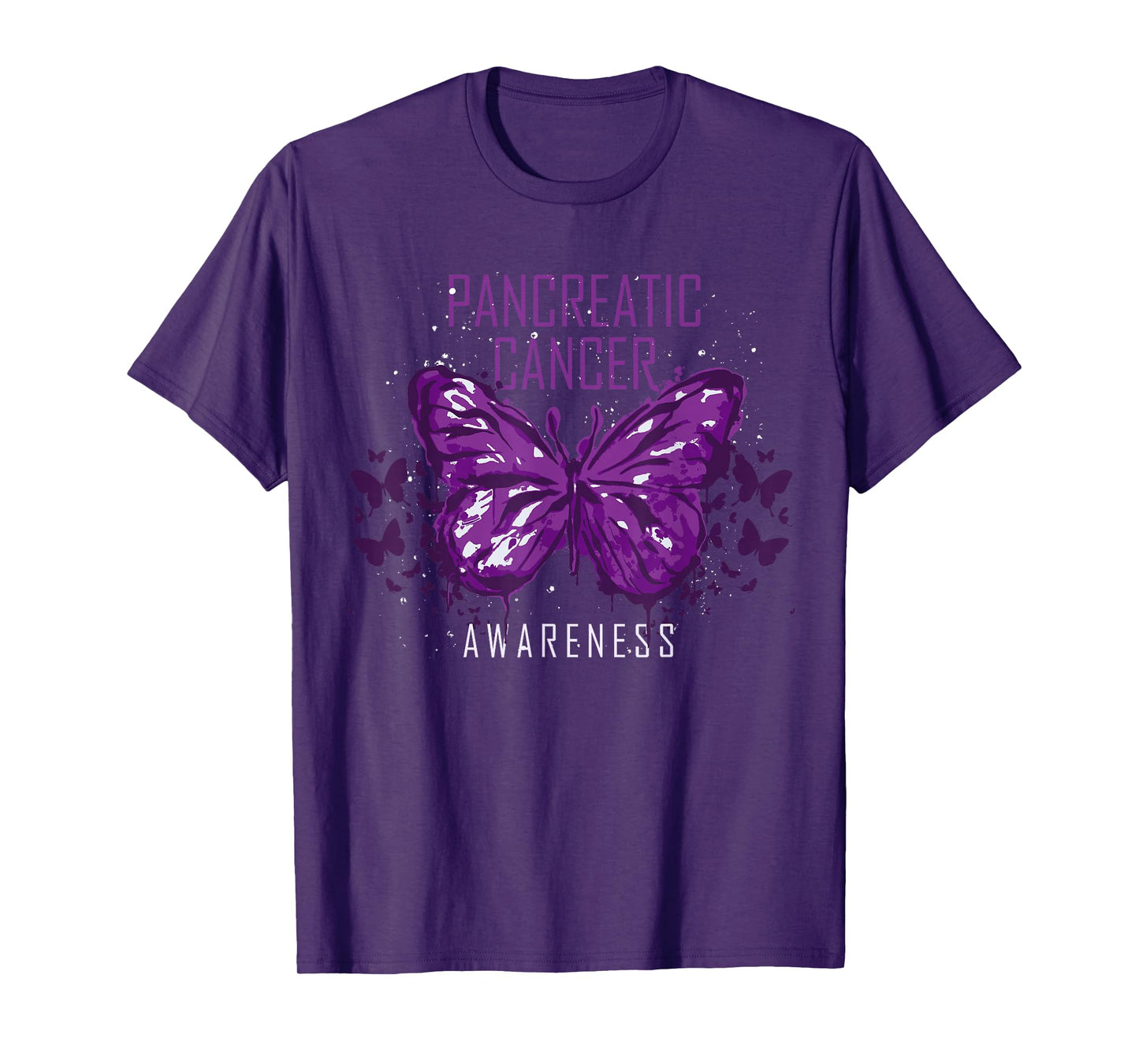 Insect Purple Ribbon Butterfly Pancreatic Cancer Awareness T-Shirt